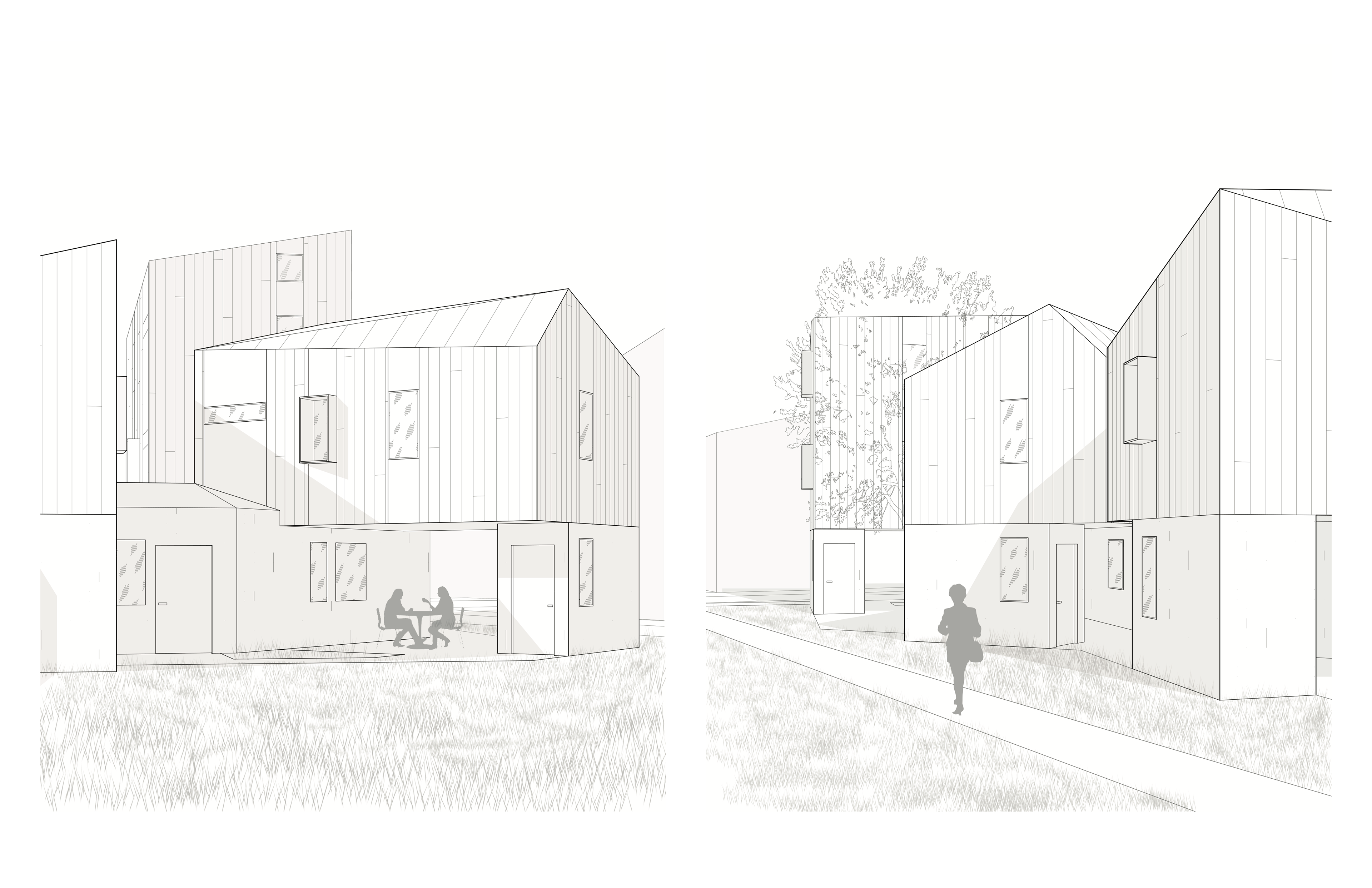 exterior perspectives of common ground housing project