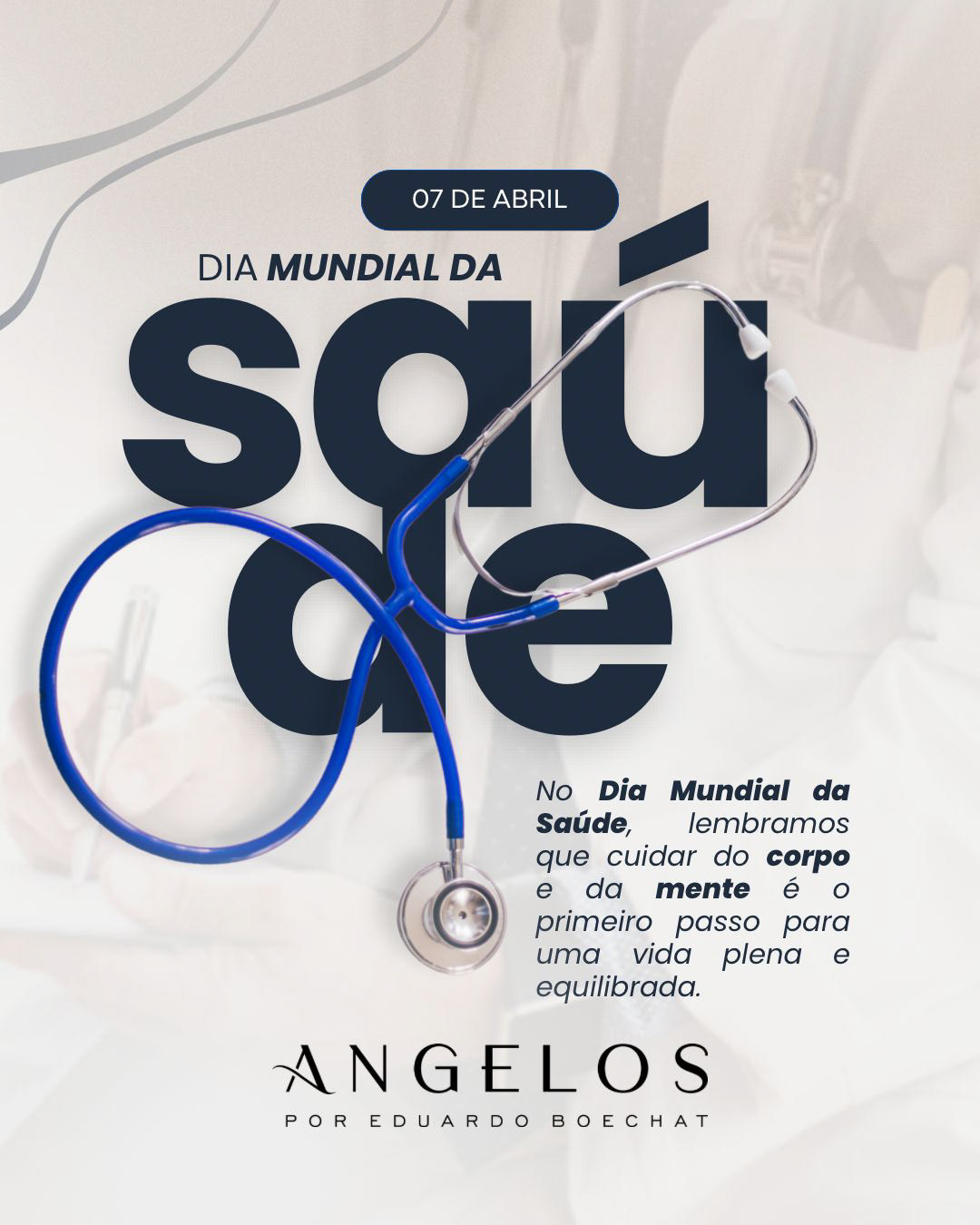 Slide comemorativo para Clínica Angelos (@clinicaangelos): D.A em arte do Canva
