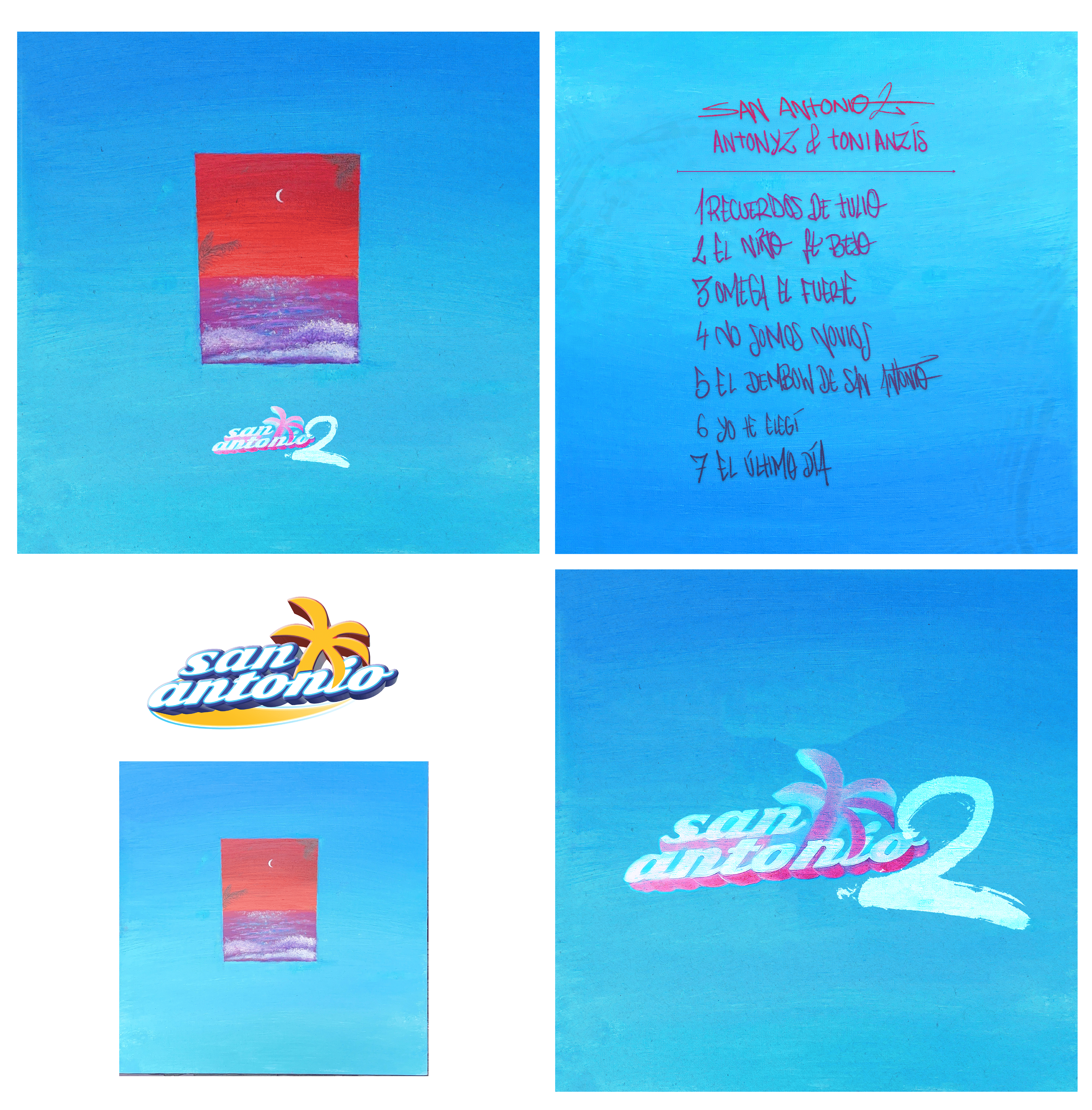 San Antonio 2 small physical booklet with painted cover, EP packaging design by Samu Diaz for Antony Z