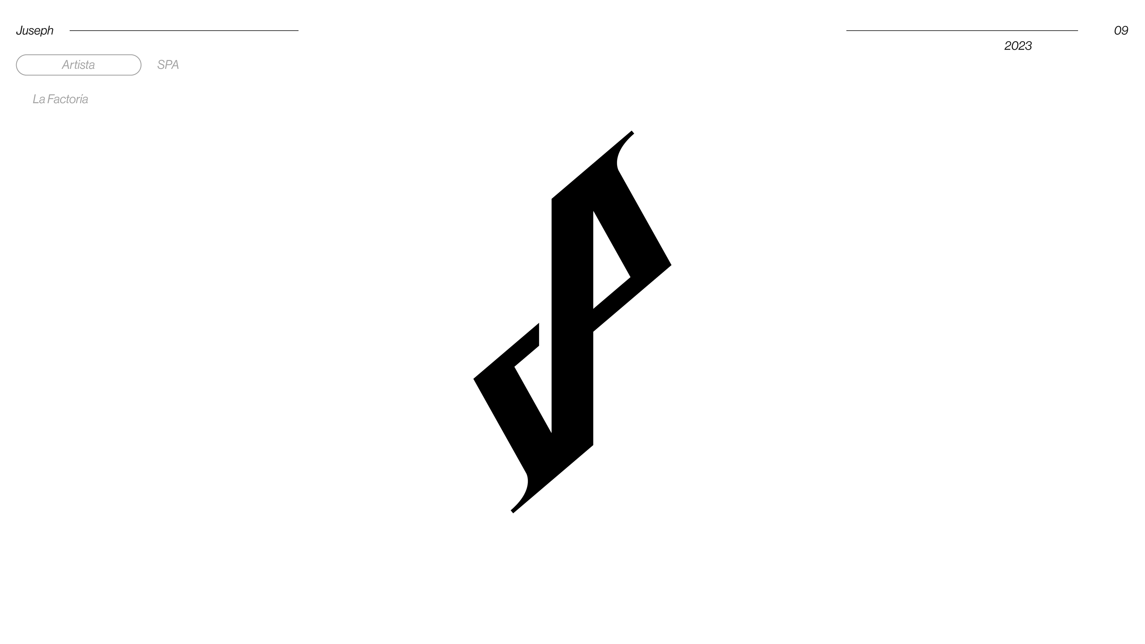 Juseph artist loJuseph artist logo design, gothic blackletter style letterform, music brand identity by Samu Diaz La Factoria Spain 2023go applied as 3D gold relief on wall, gothic letterform real-world application, brand identity by Samu Diaz Spain 2023