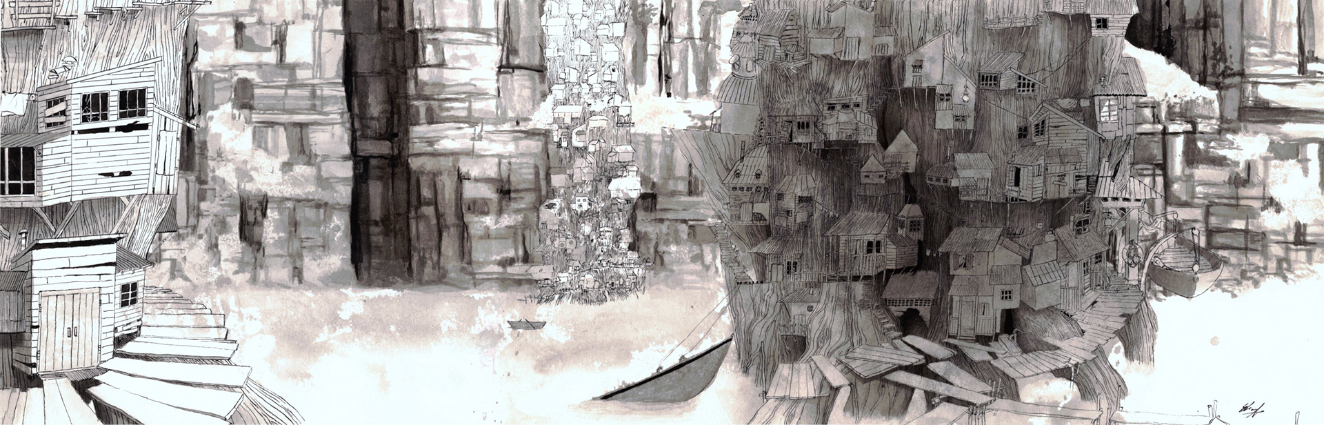 20"x 10" inches. Ink on paper