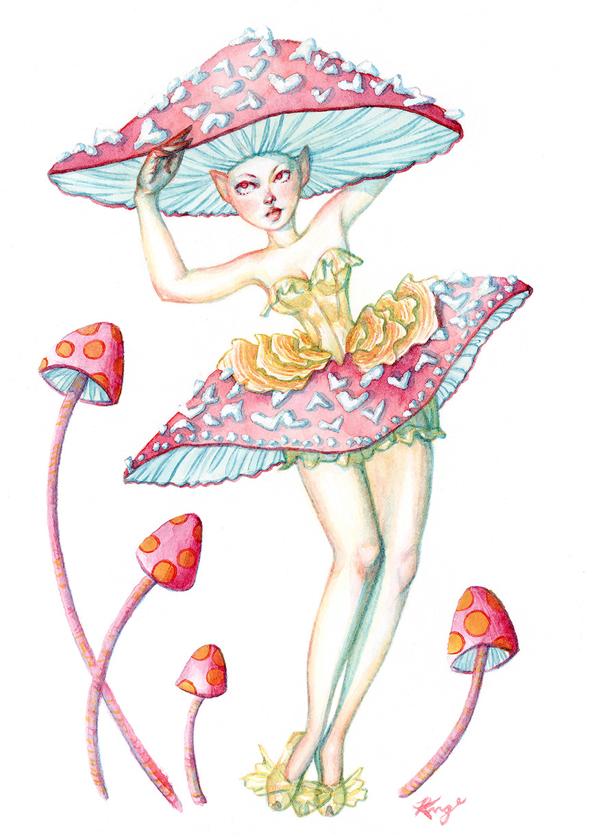"Love Mushie," Watercolor, 2023