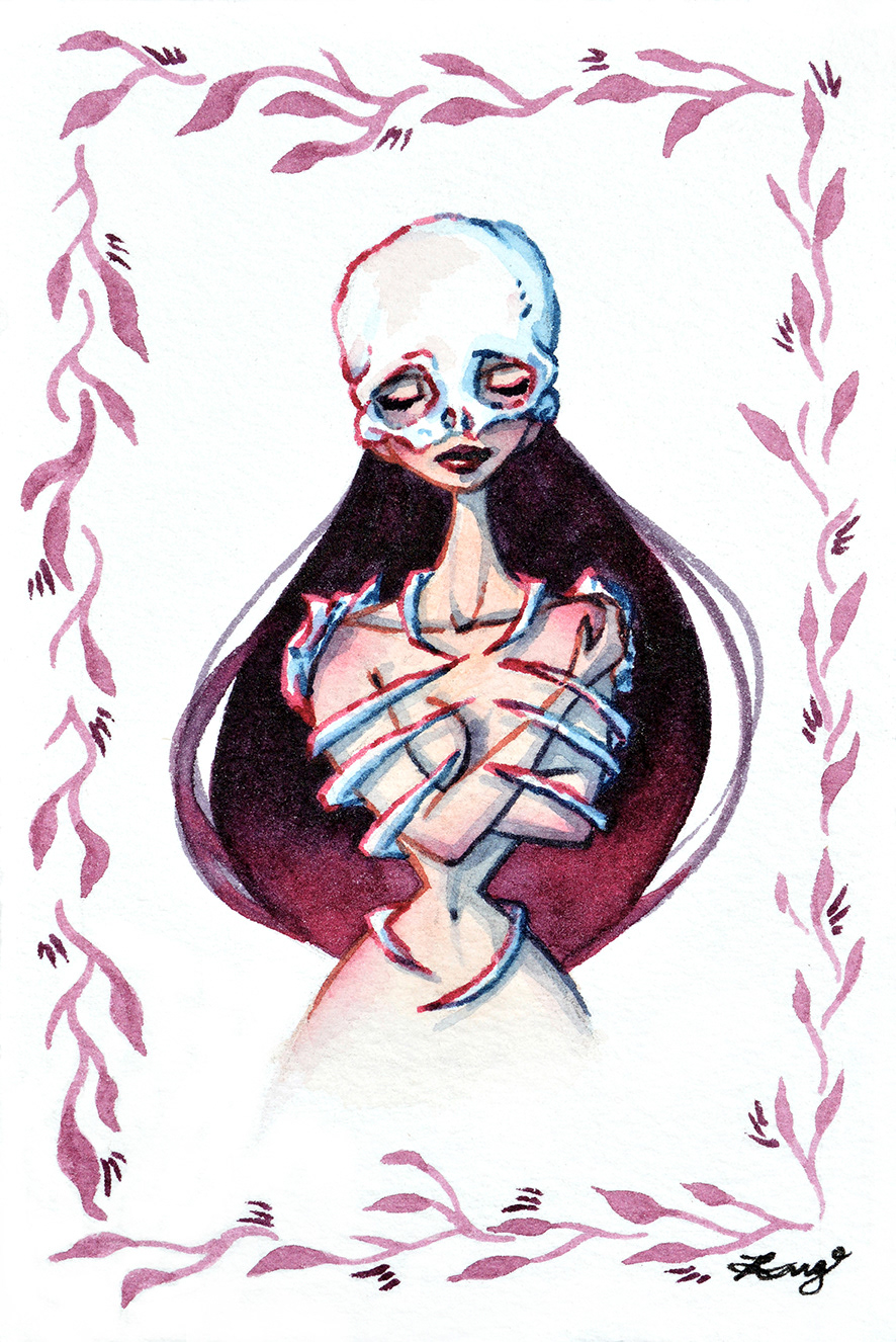 "Caged," Watercolor, 2020