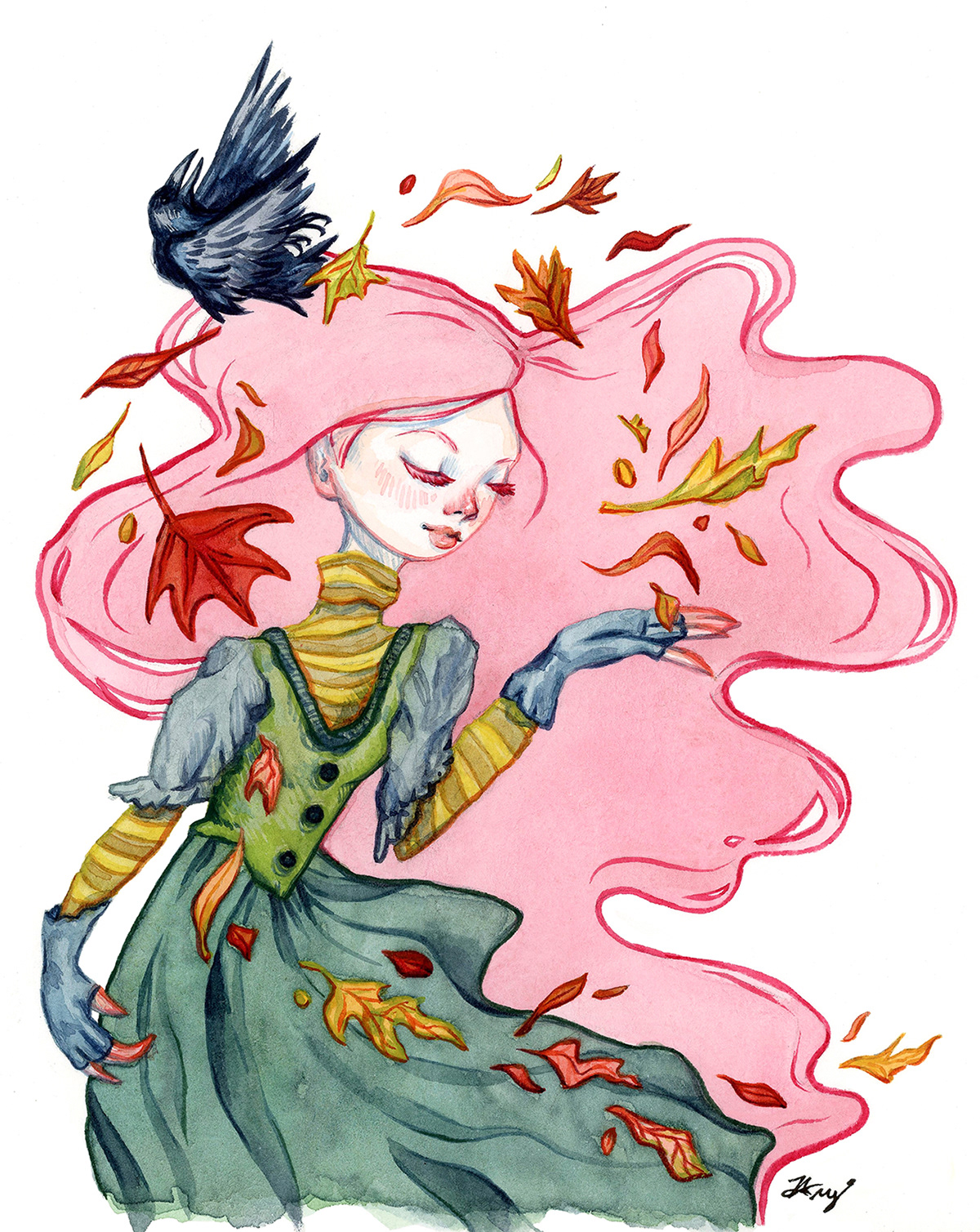 "Fall Magick," Watercolor, 2023
