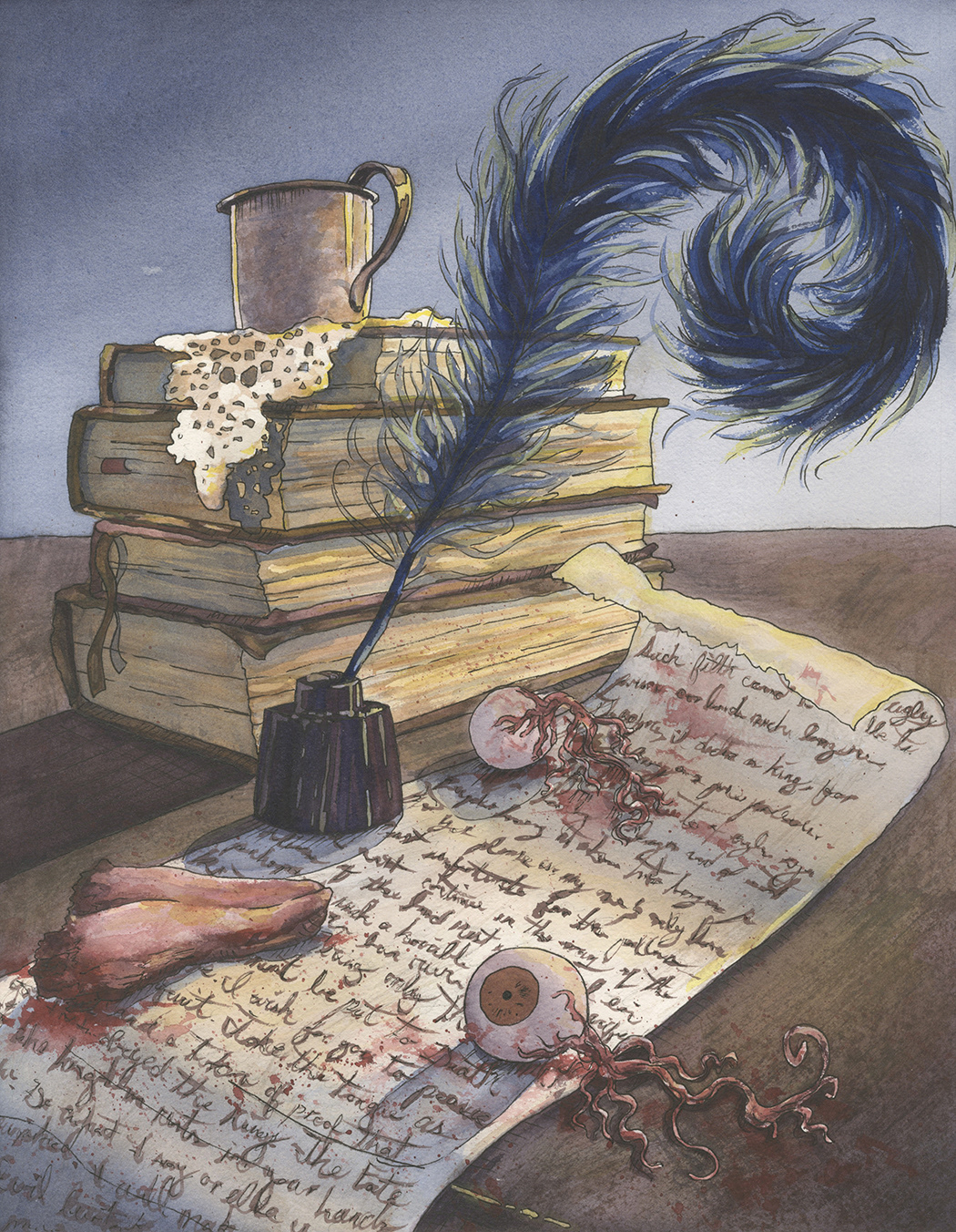 "Letter," Watercolor and Ink, The Girl Without Hands, 2018