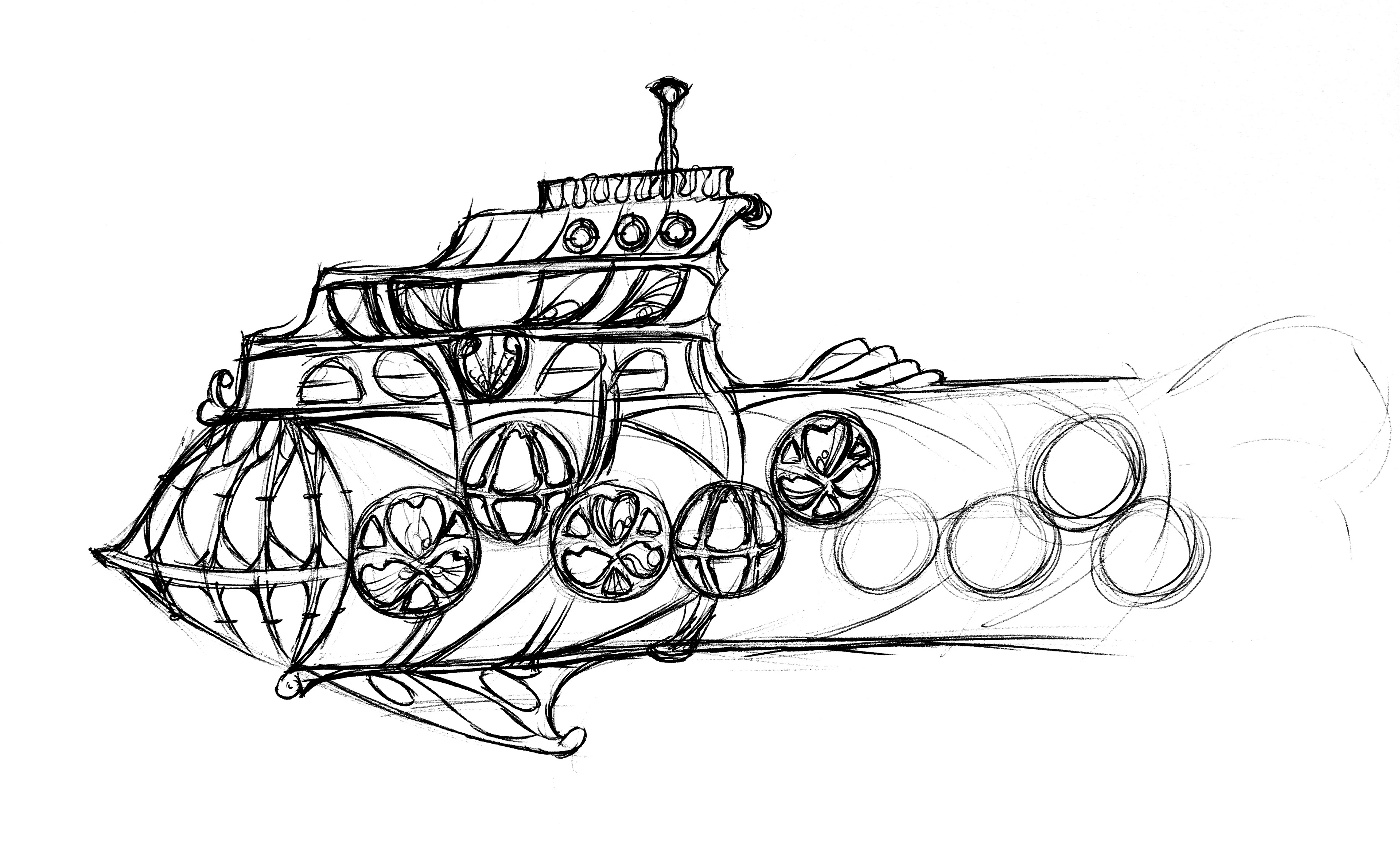 "Art Nouveau Sub Pod Sketch," 2019