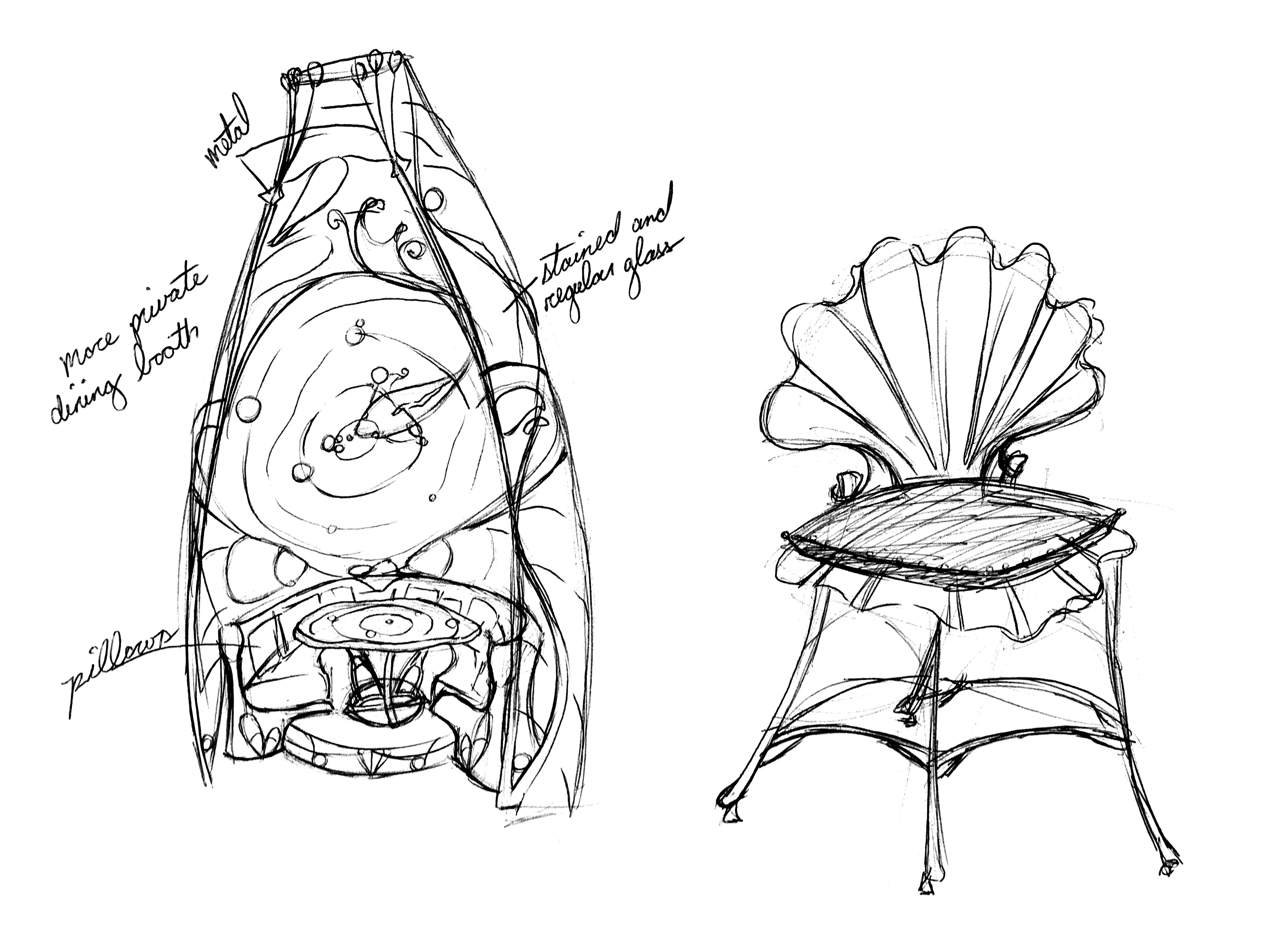 "Art Nouveau Sub Pod Sketch," 2019