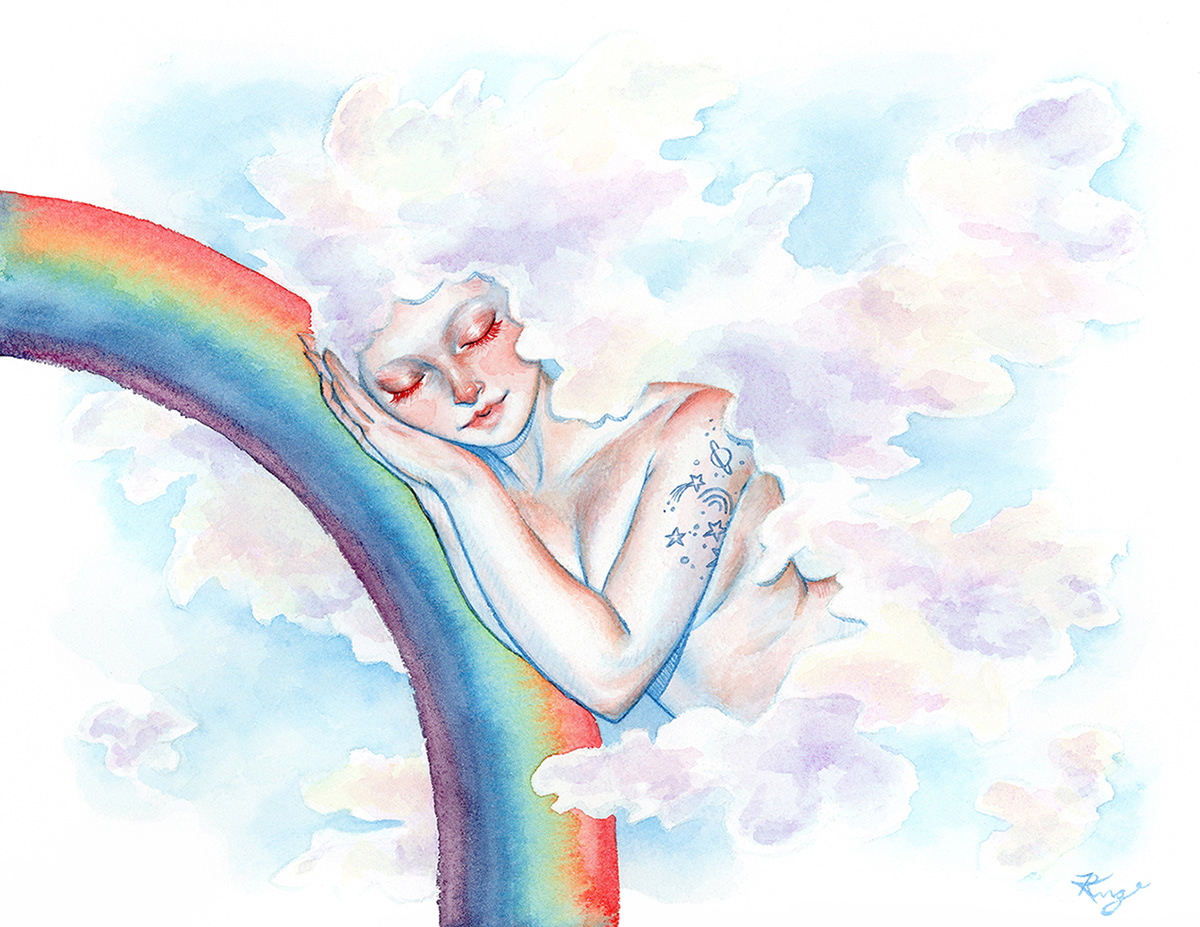 "Dreamer," Watercolor, 2023