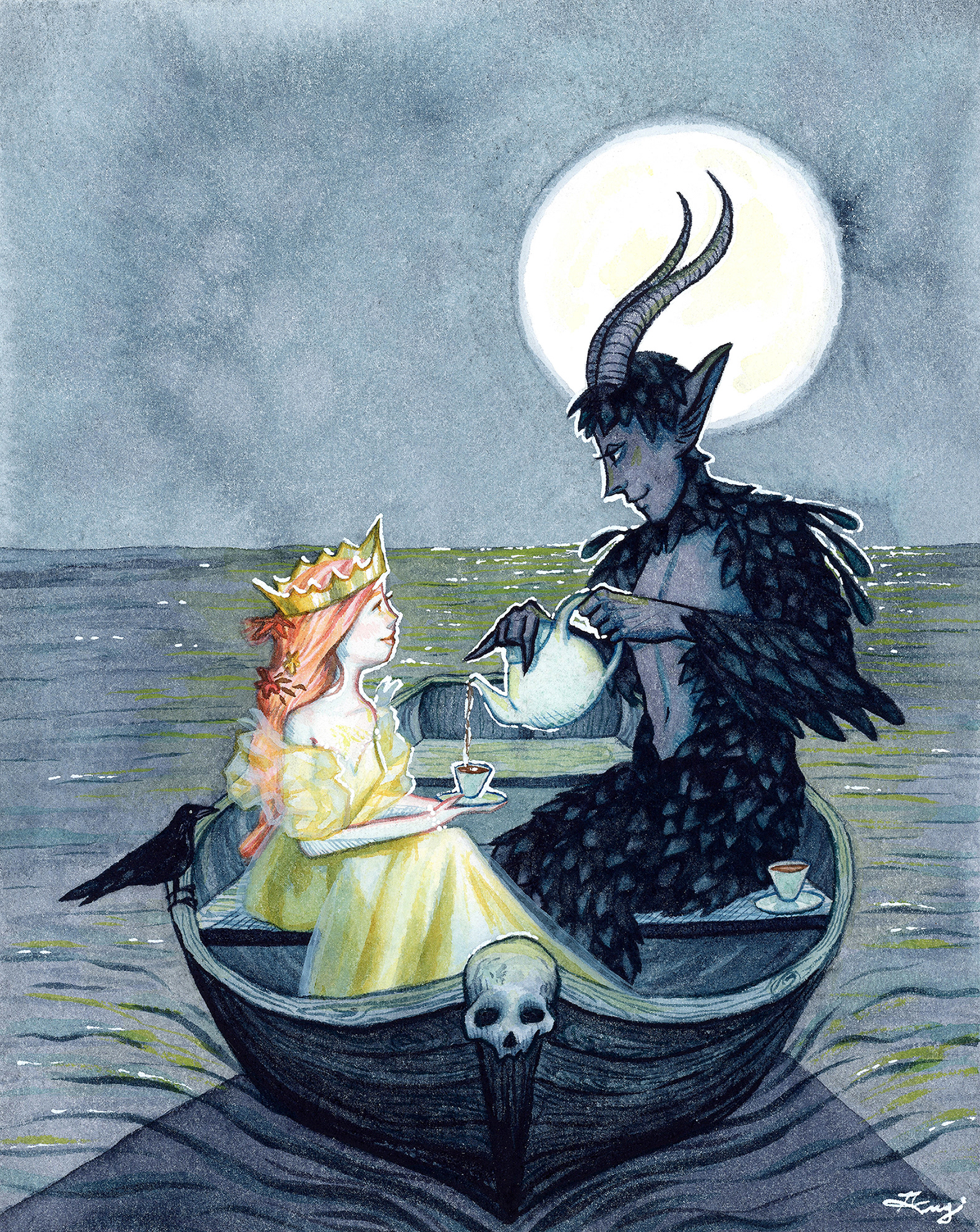 "Tea Time," Watercolor, 2024