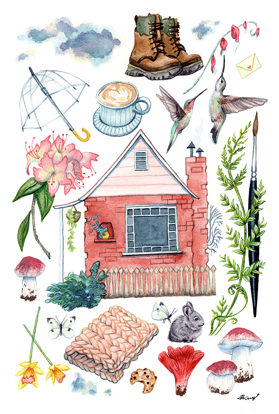 "Spring in Portland," Watercolor, 2023