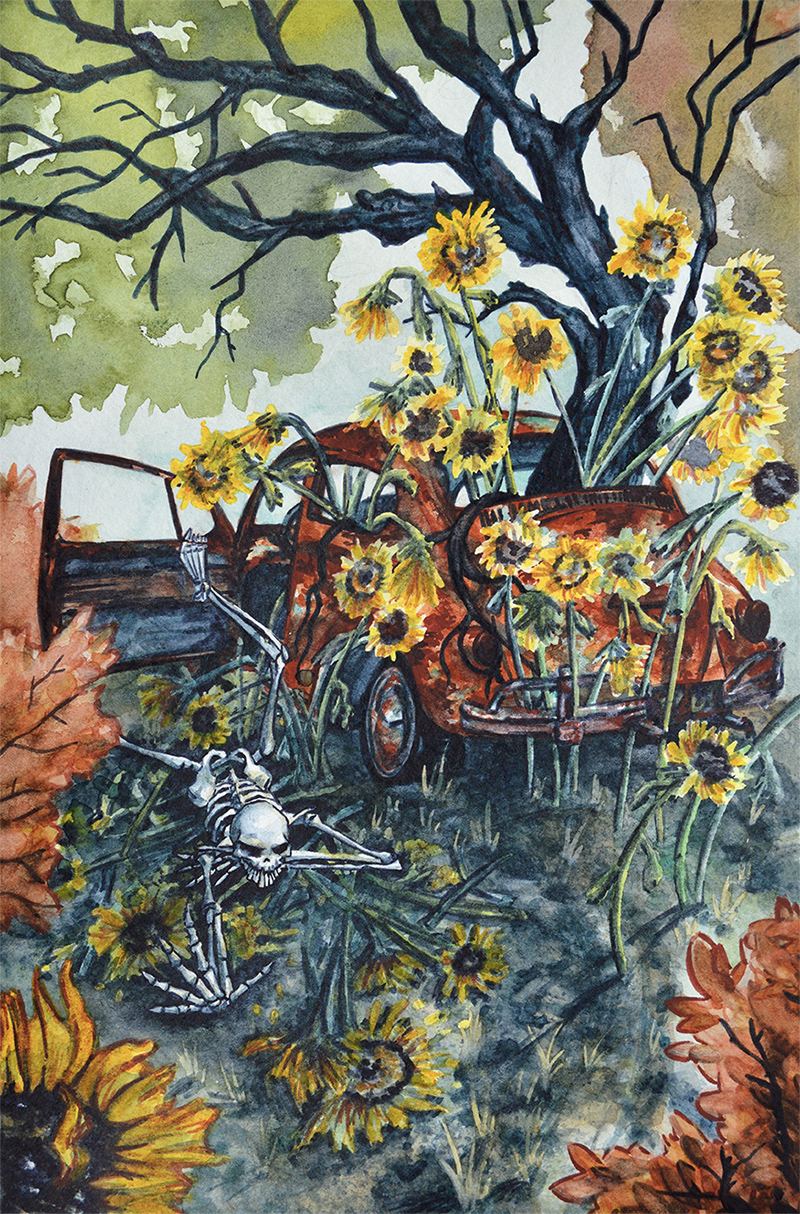 "Danger at Donnor Pass, Book 2," Watercolor, California Dreadfuls, 2020