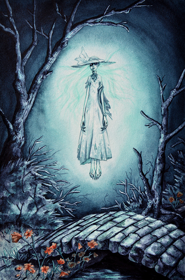 "Escondido's Lady in White, Book 3," Watercolor, California Dreadfuls, 2020
