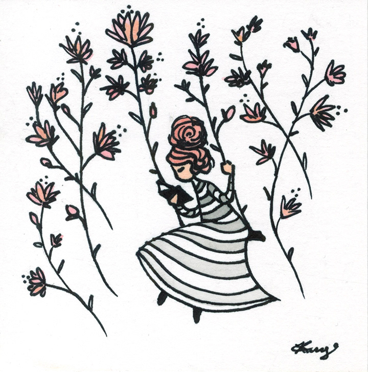 "Swinging Alone," Watercolor and Ink, 2019