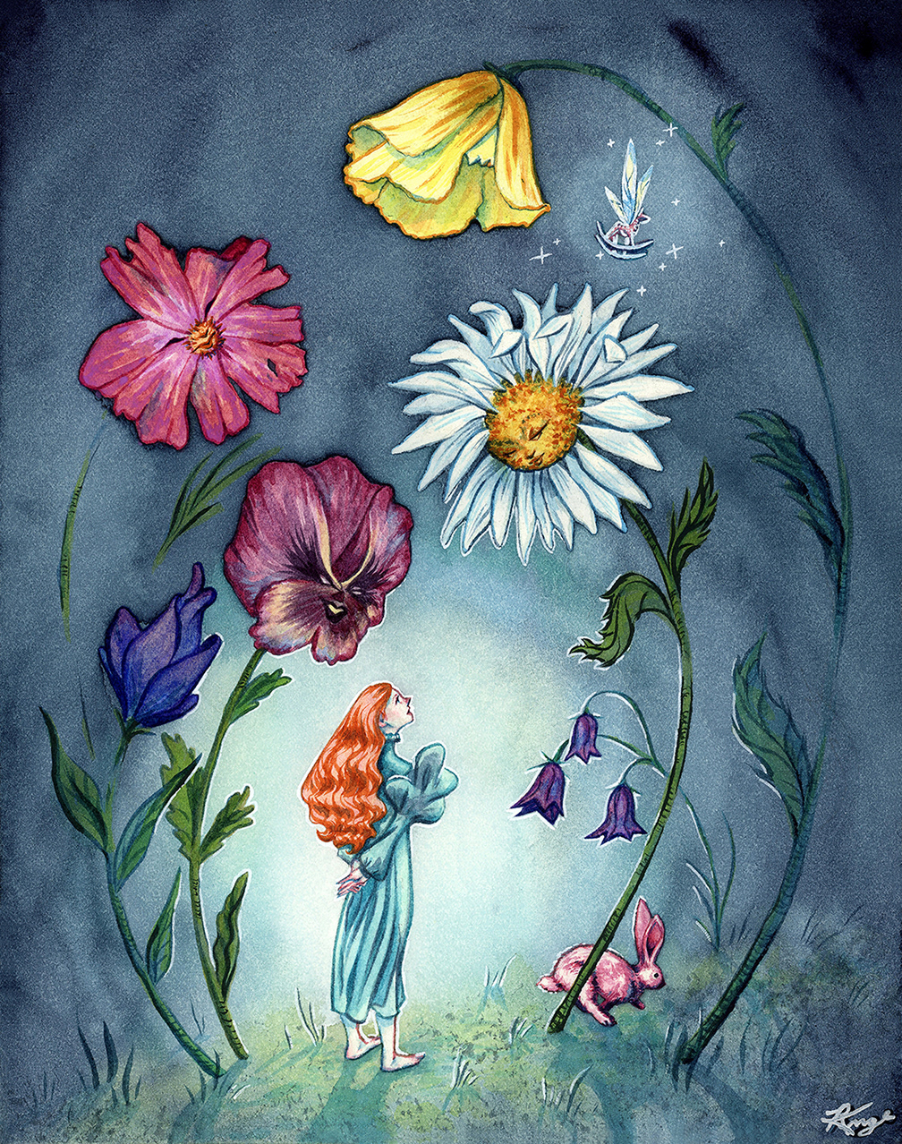 "Lost in Wonderland," Watercolor, 2022