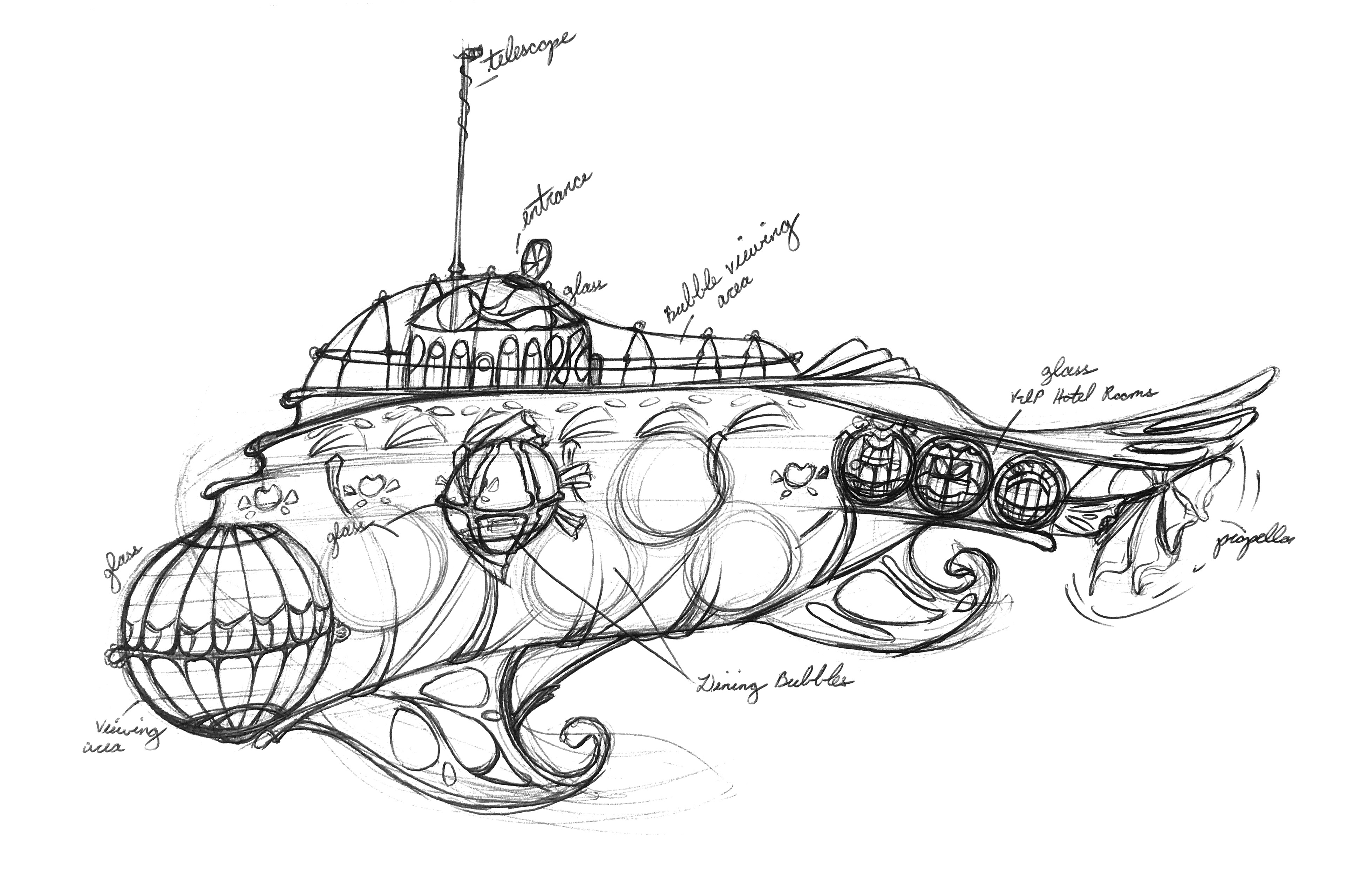 "Art Nouveau Sub Pod Sketch," 2019