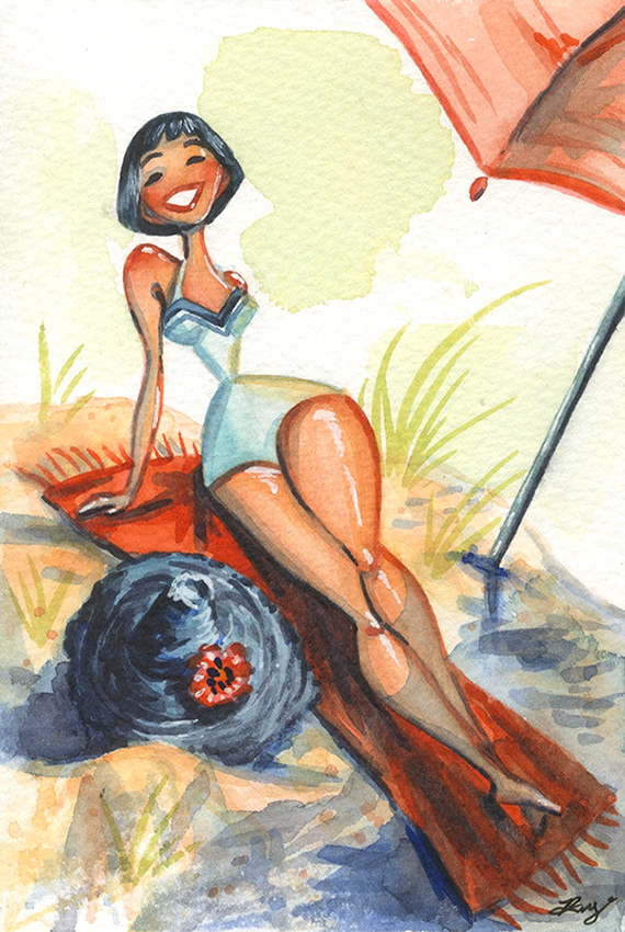 "Sun Lover," Watercolor, 2020
