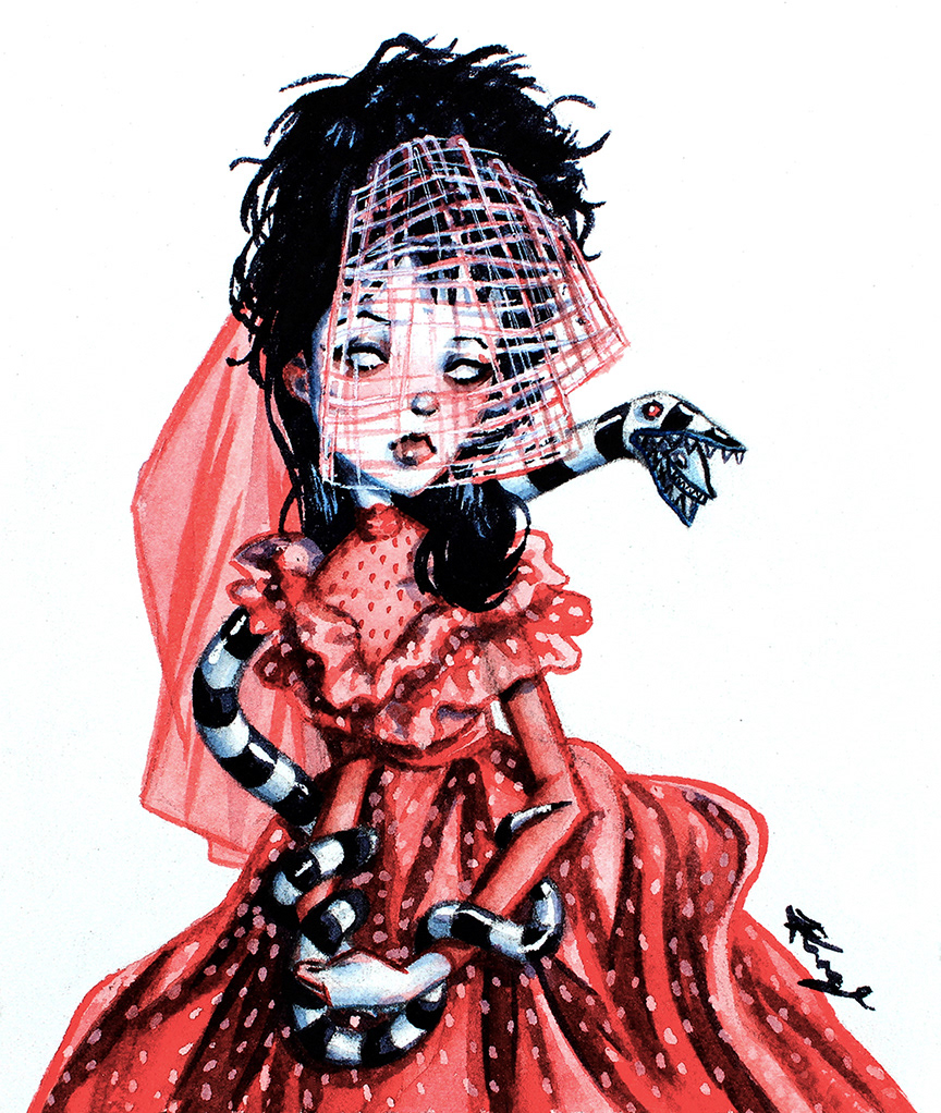 "Lydia Deetz," Watercolor, 2020