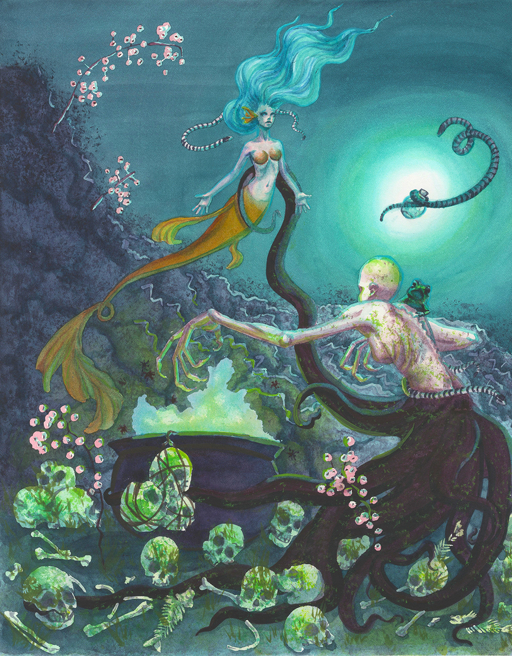 "Potion," Watercolor, The Little Mermaid, 2018