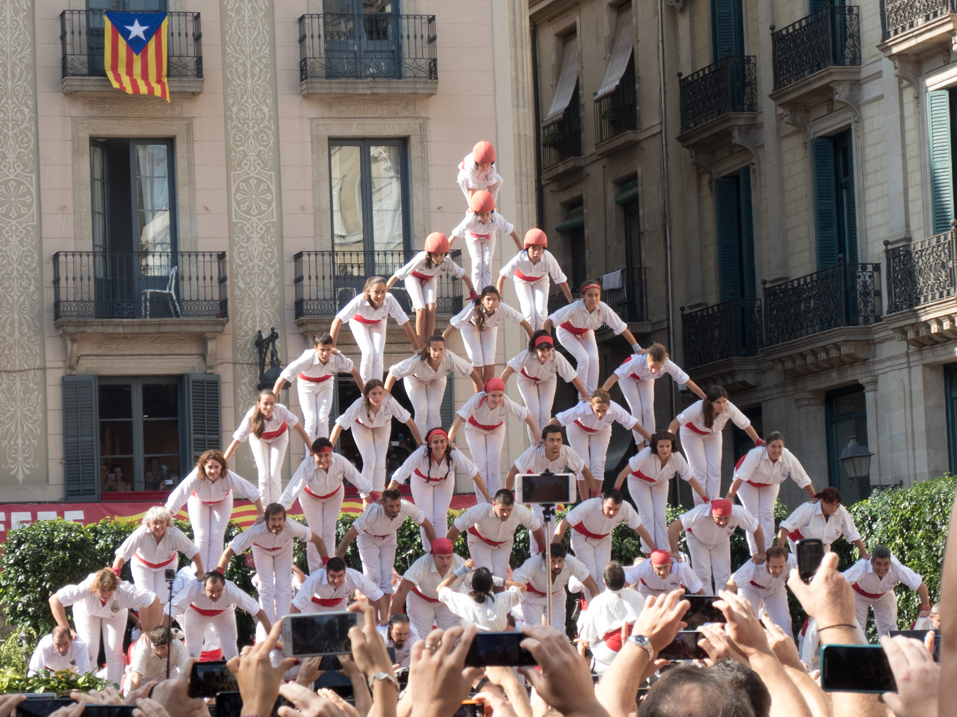 People pyramid Barcelona Spain