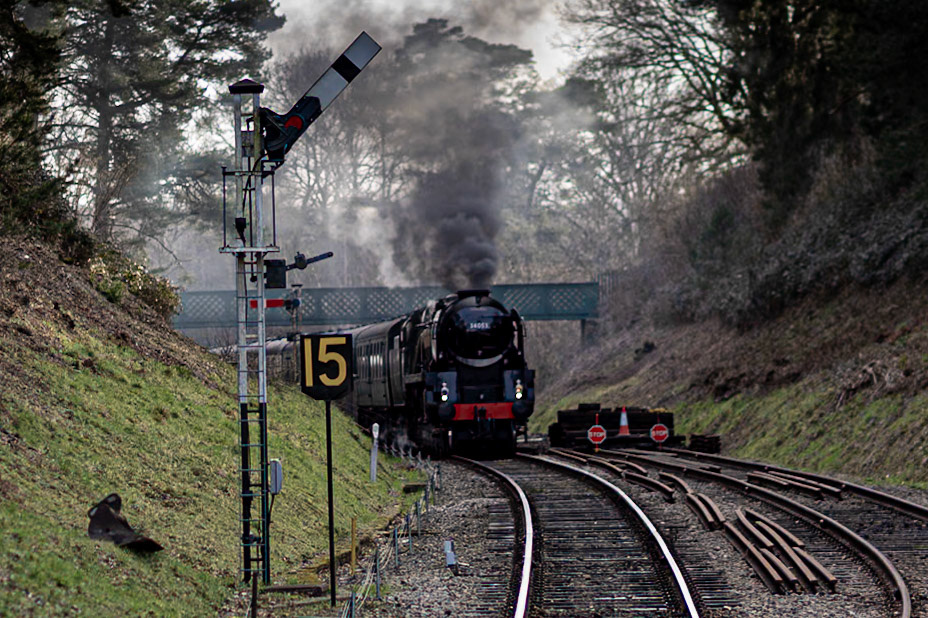 Steam engine in Full Steam at Spa Valley Railway UK