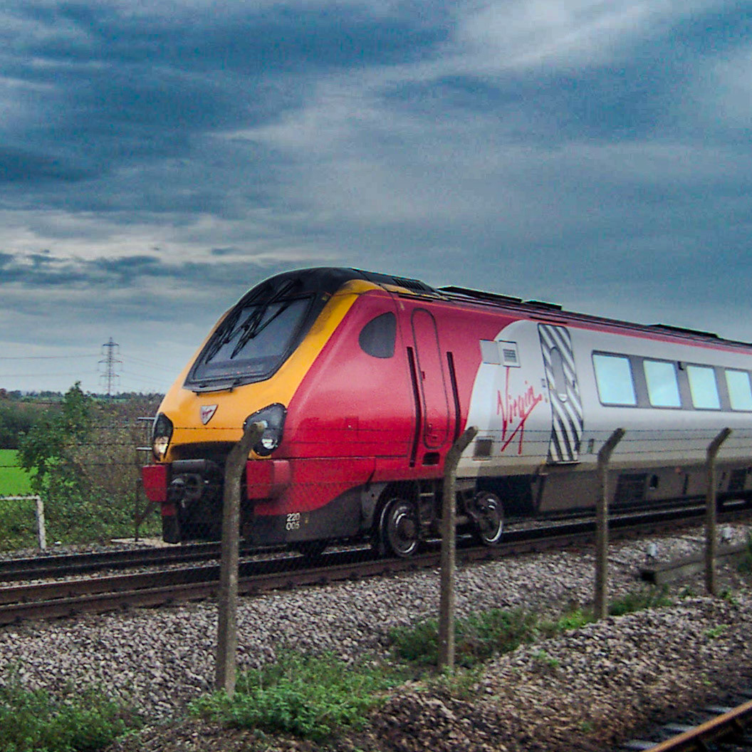 Virgin Train passing Didcot Railway Museum