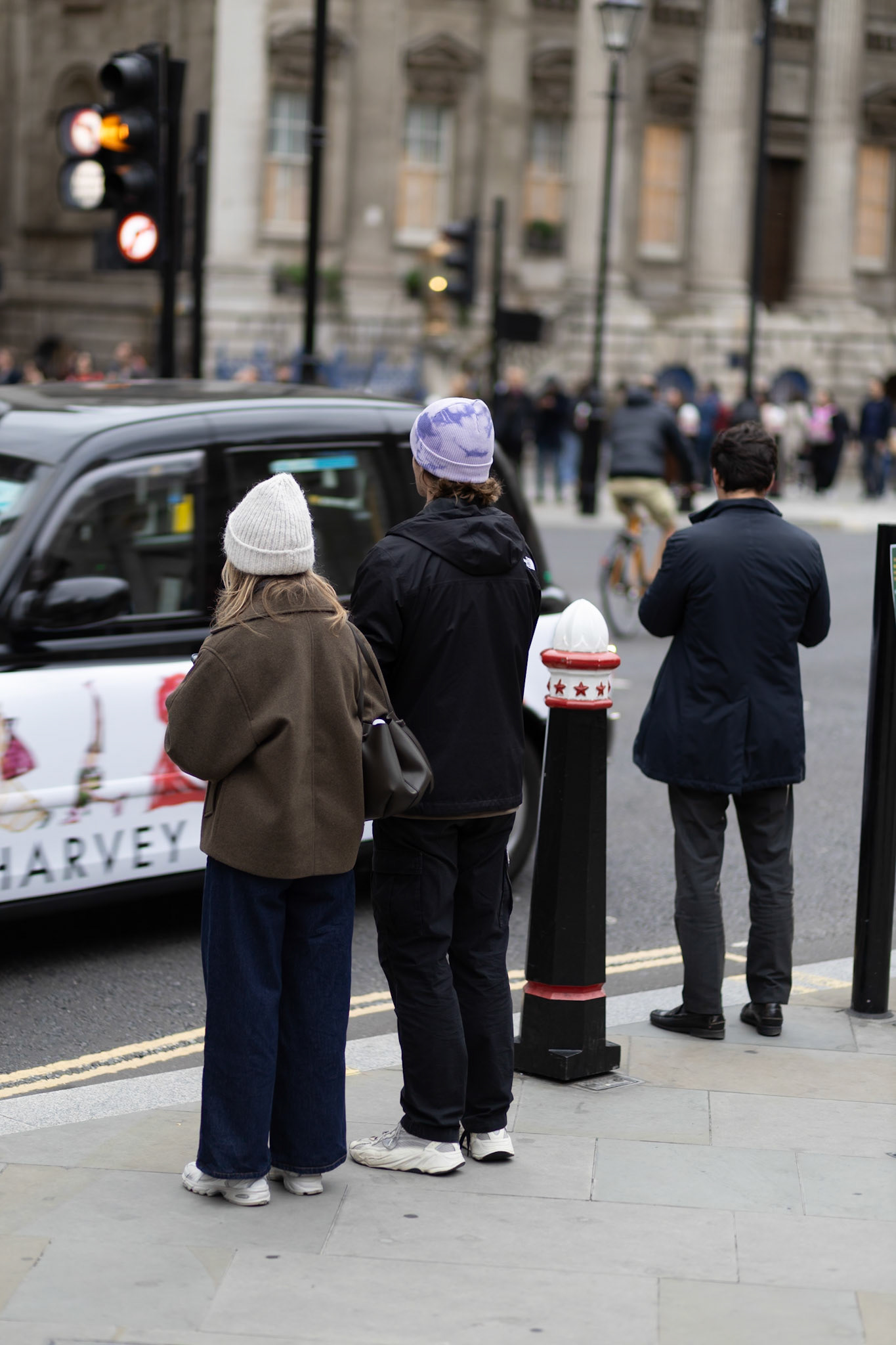 Crossing The Road atbank Stations with Beanies