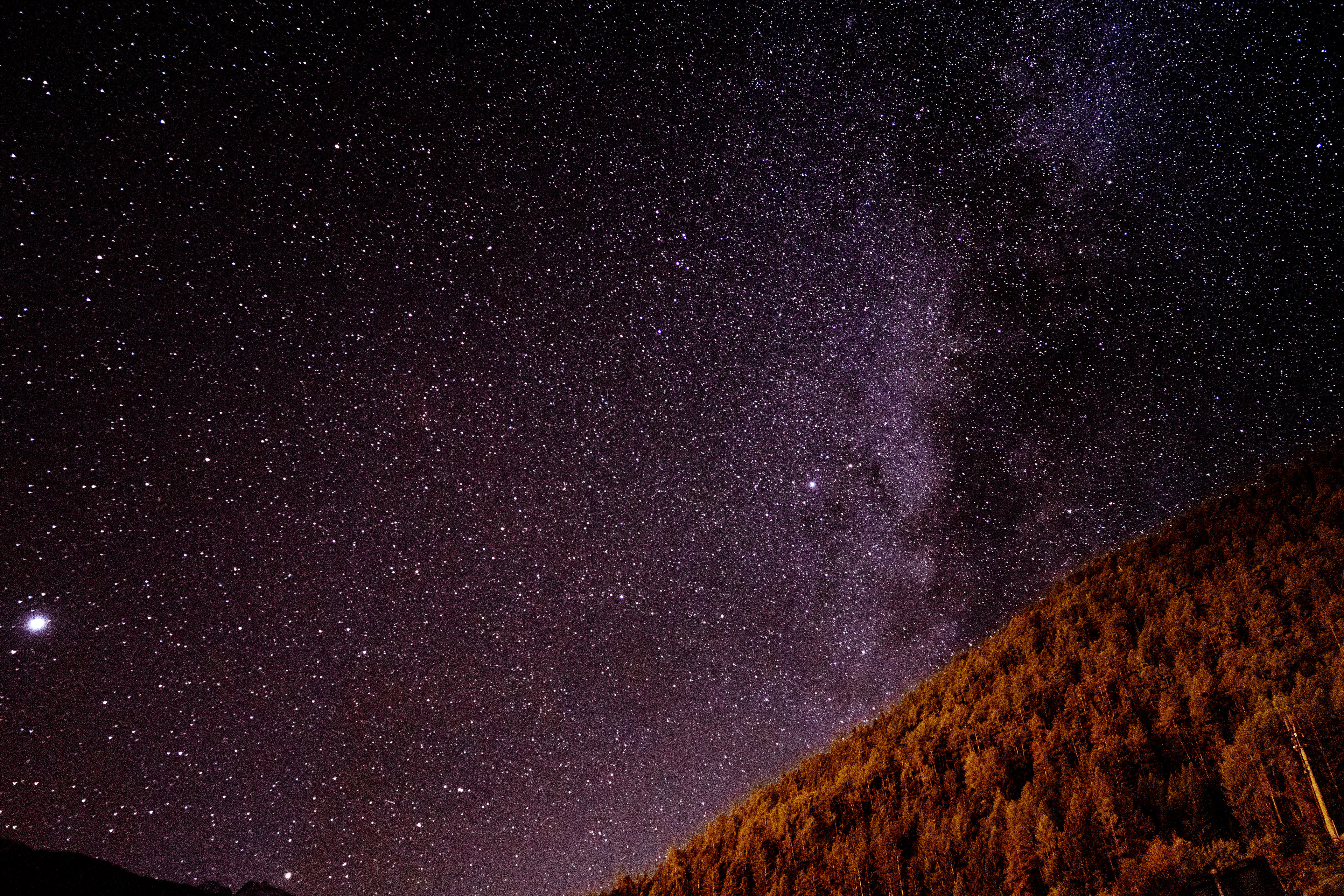 Stars in the night sky in the Austrian mountains