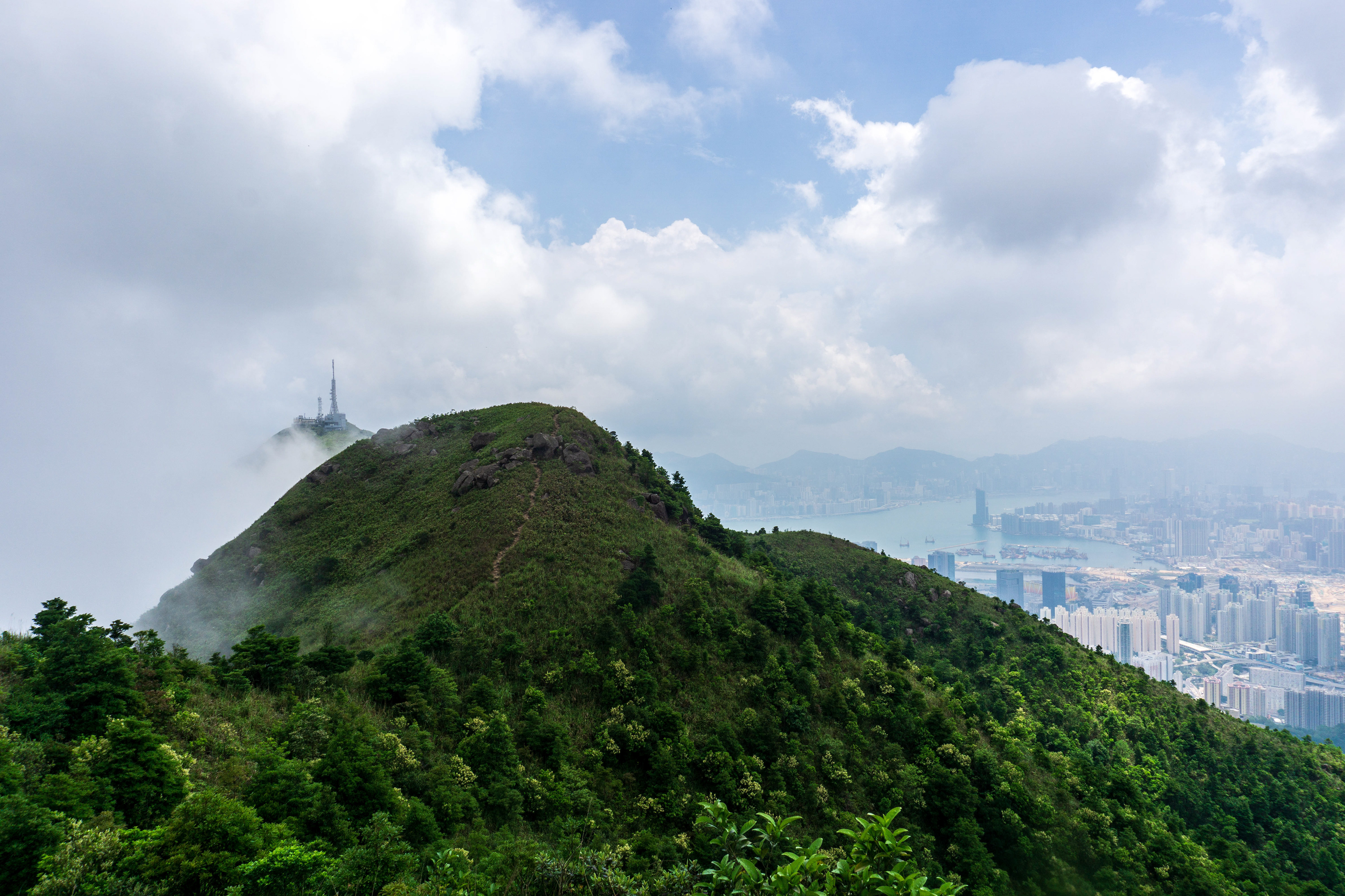 Green mountain ridge in the city of Hong Kong
