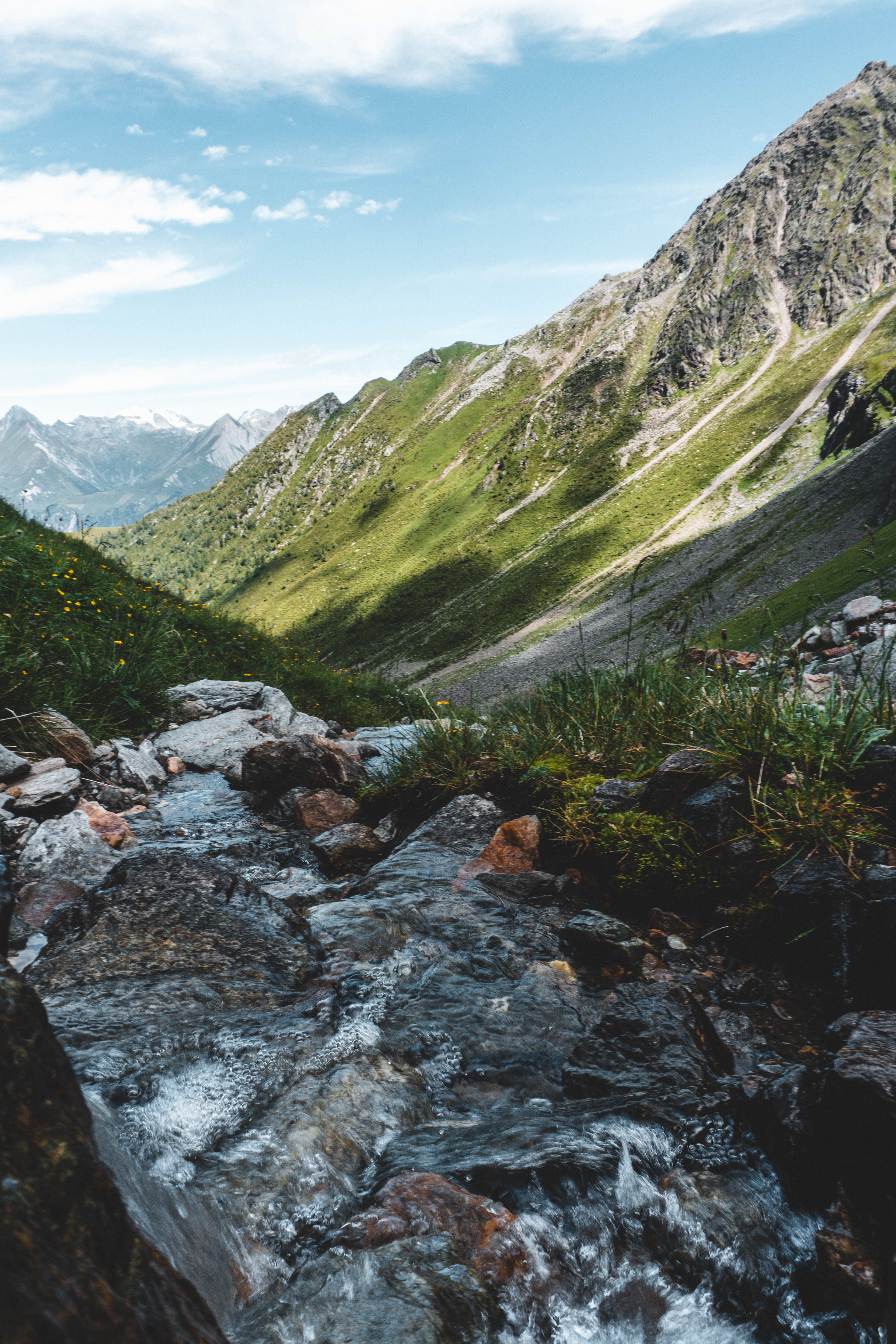 River running through the alps