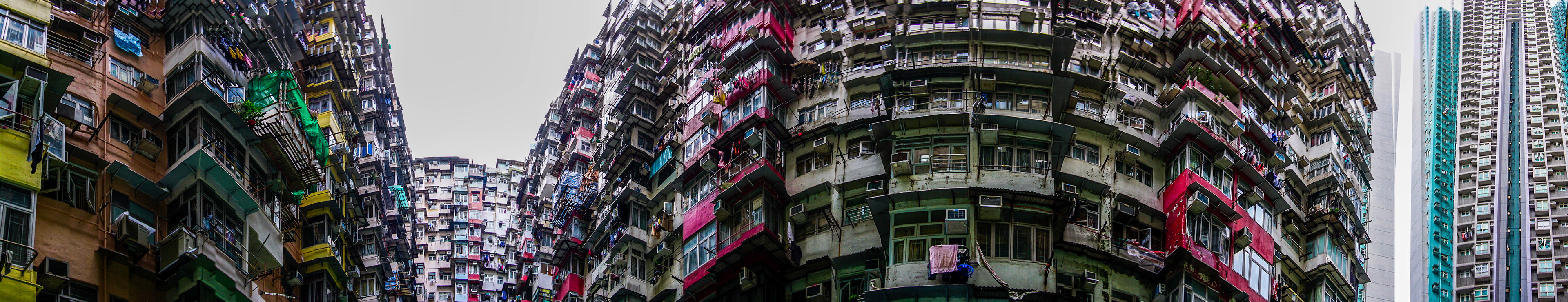 Panorama of Quarry Bay skyscrapers in Hong Kong