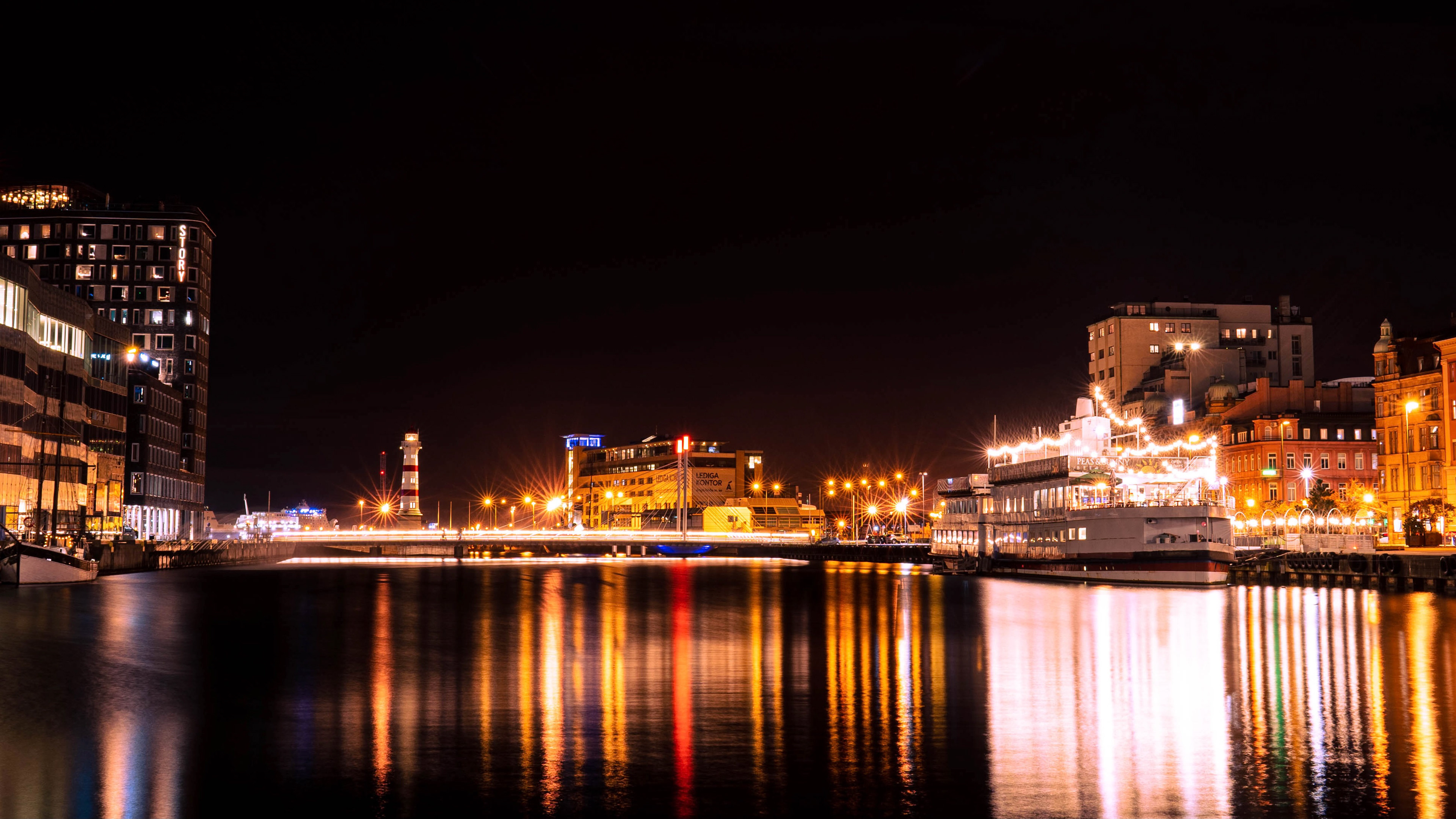 Malmo harbour at night