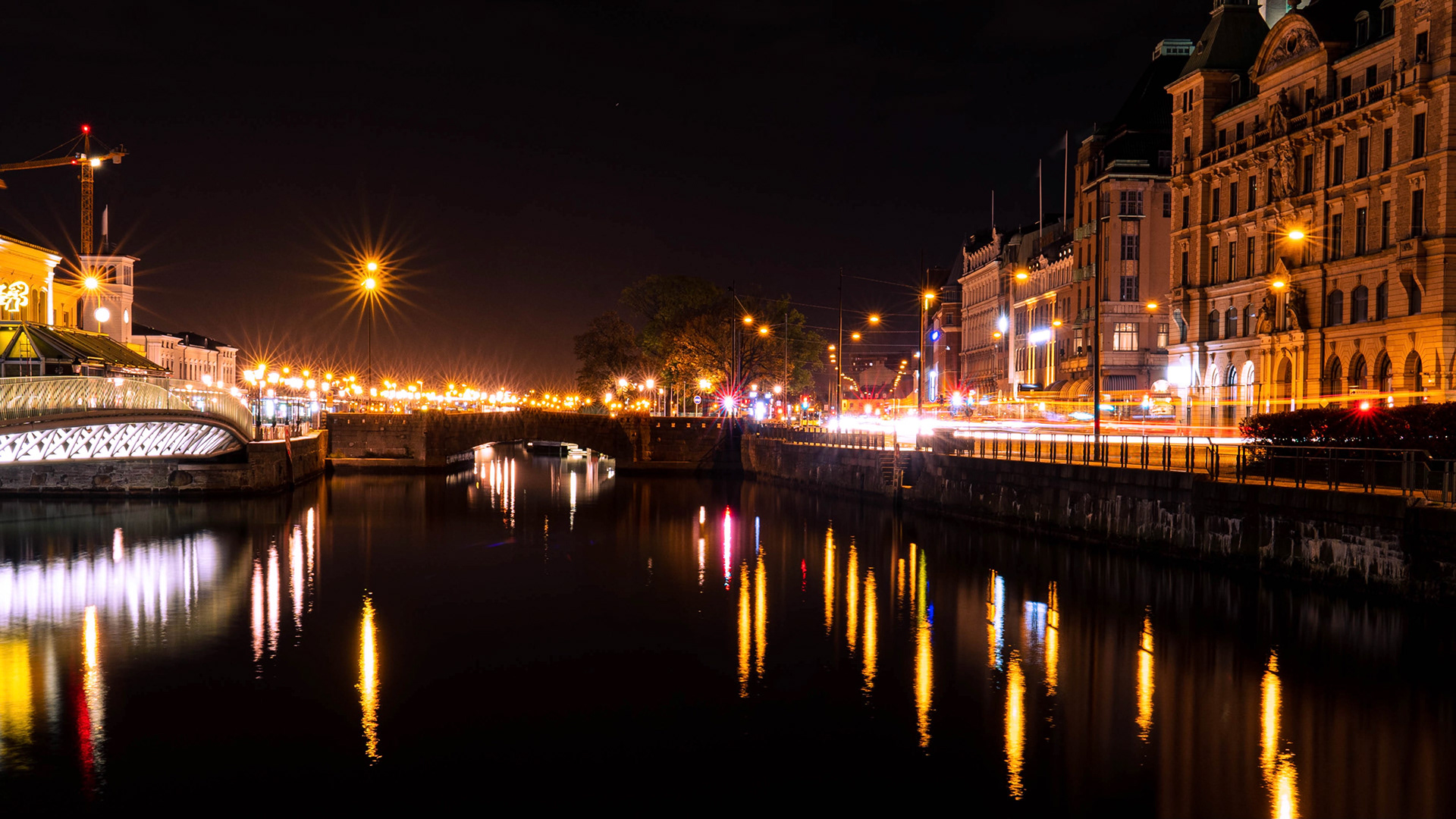 Malmo harbour at night