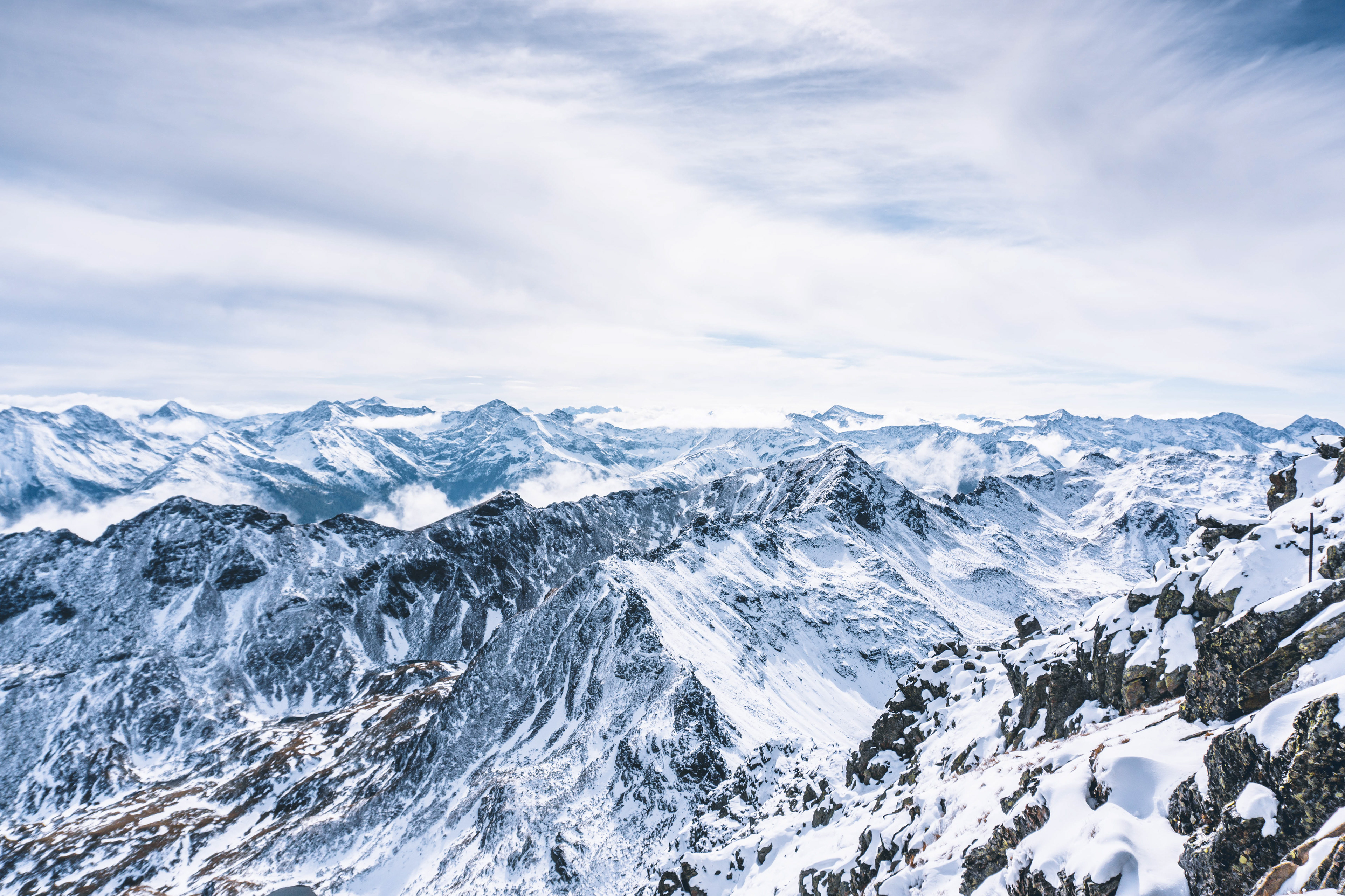 Clouded and snowy Alps