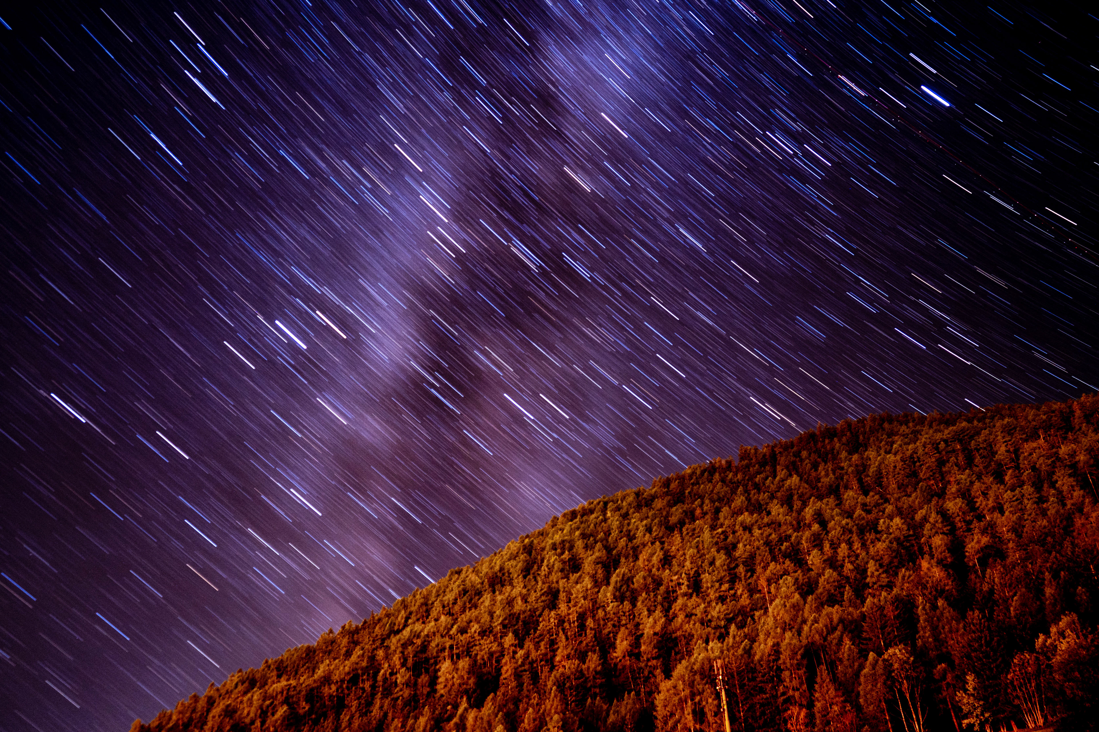 Stars in the night sky in the Austrian mountains