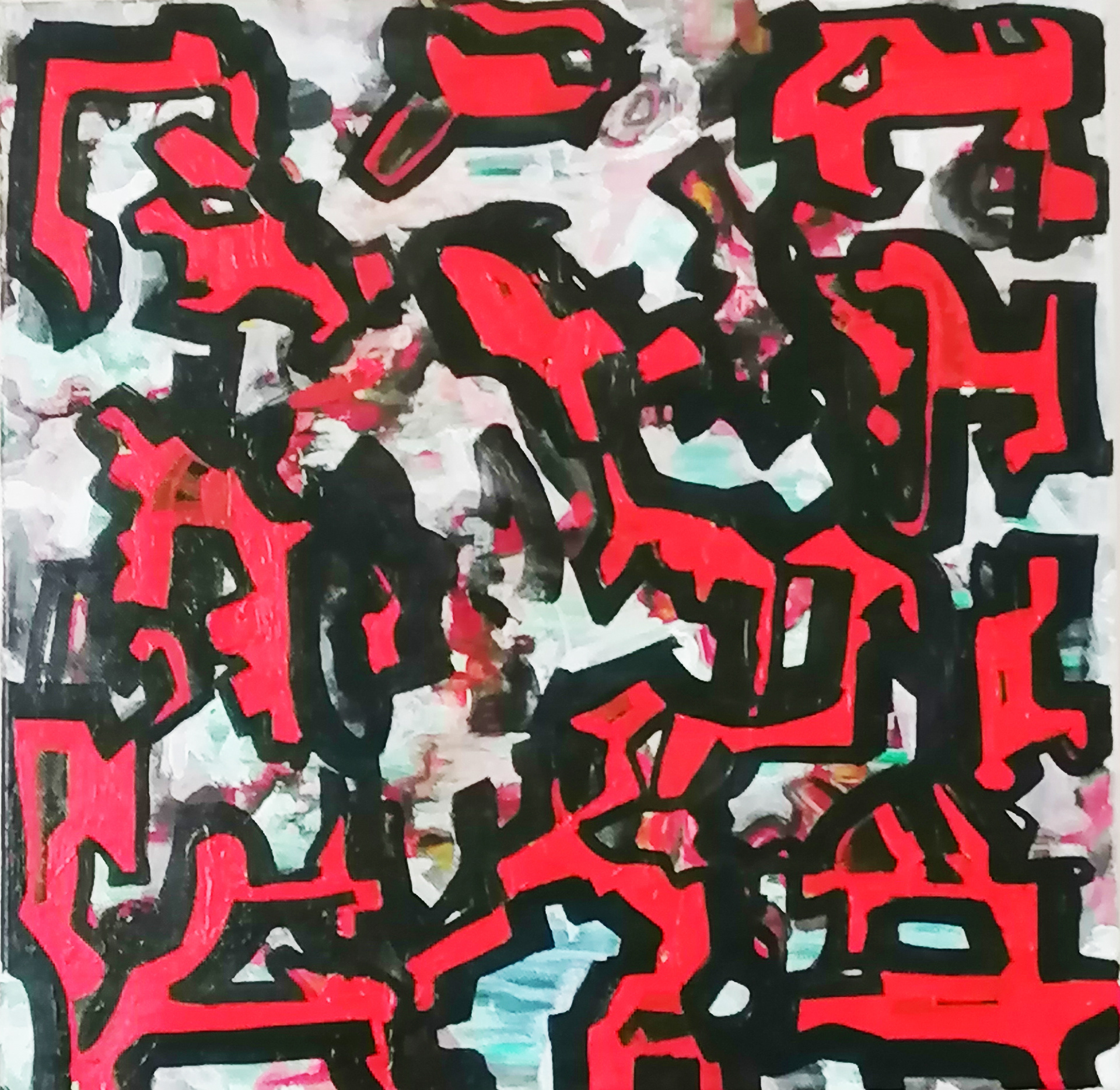Bubblegum Sky. Acrylic on canvas.40x40cm