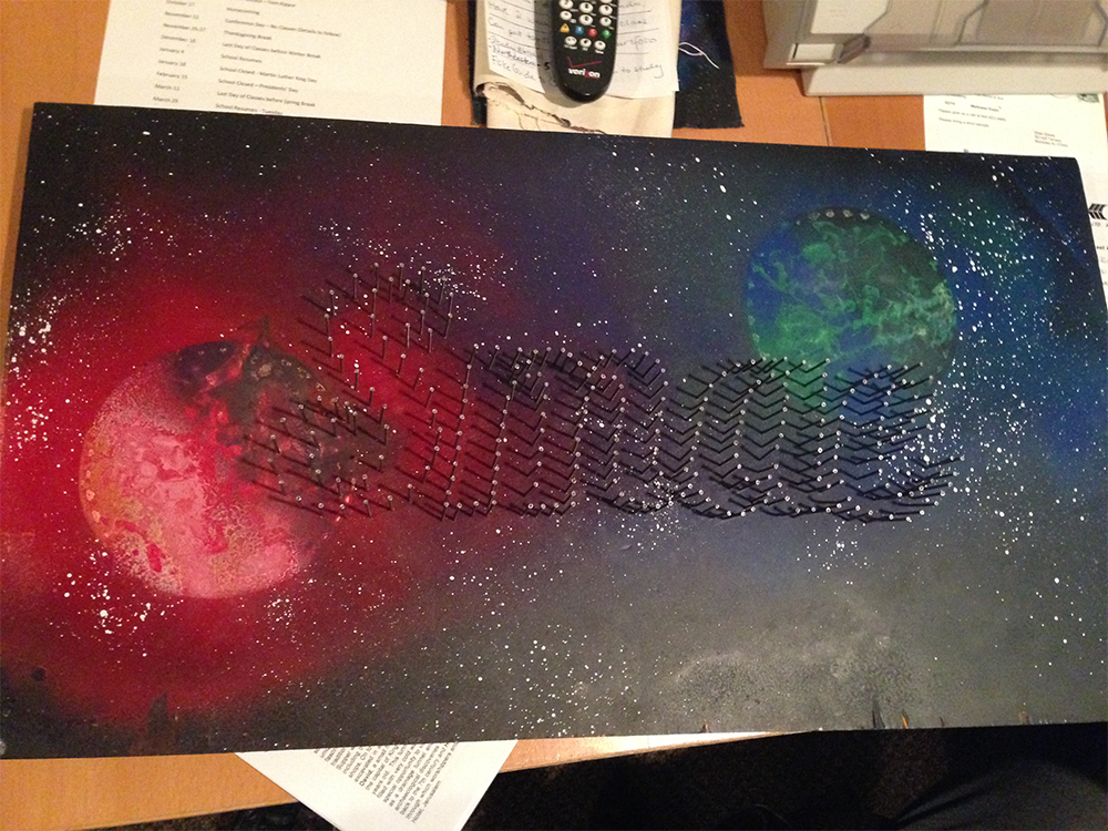 Finished adding nails around lettering