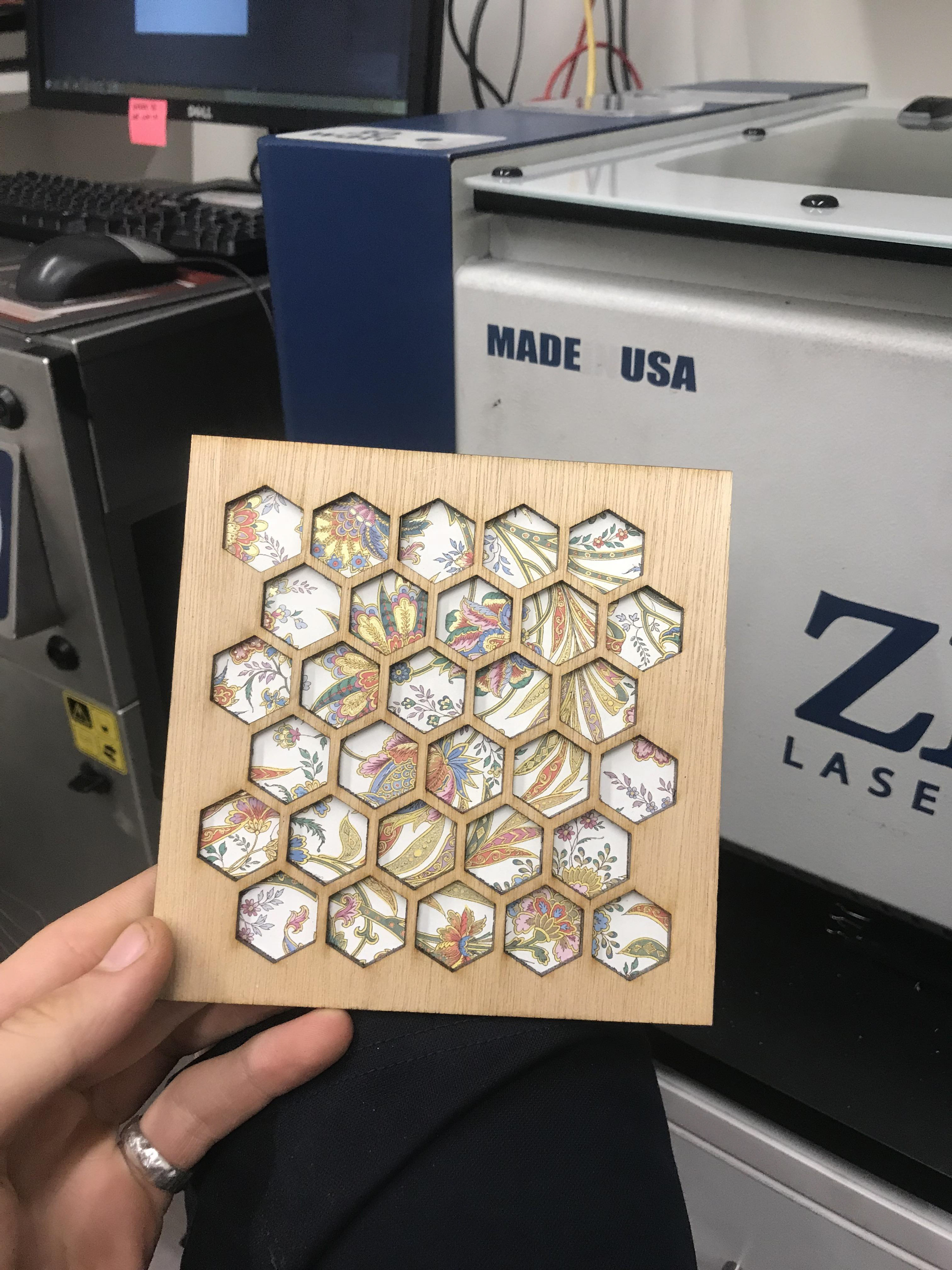 3 layers - wood, paper, acrylic