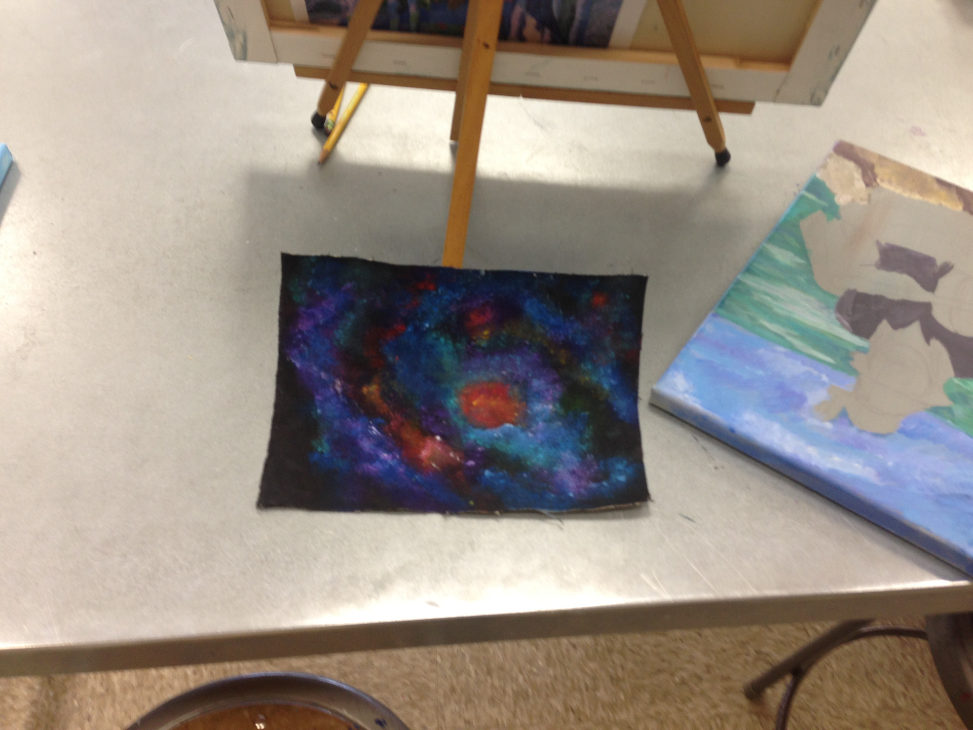 Second test, painted canvas black first