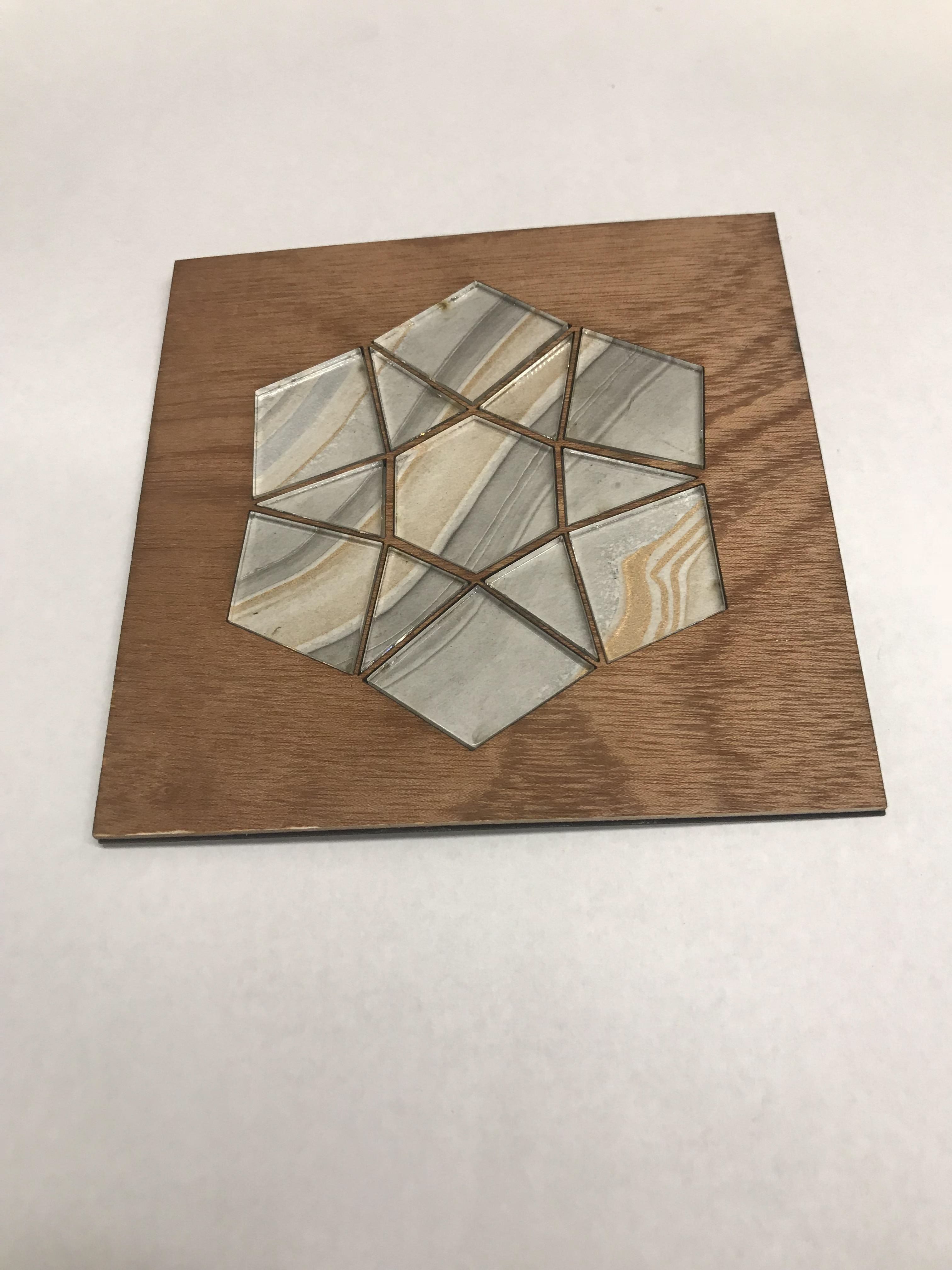 3 layers - wood, paper, acrylic