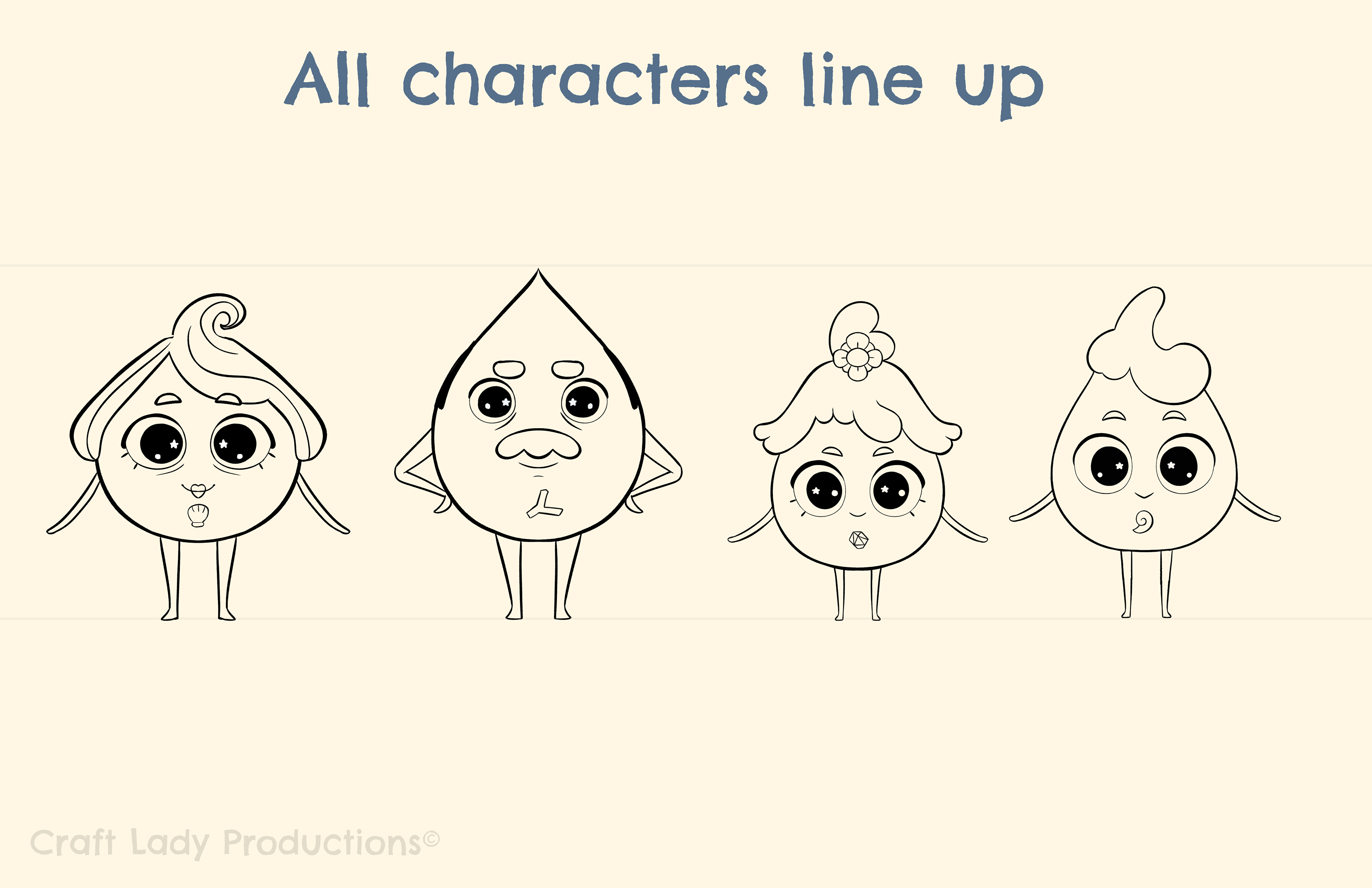 Final line art line up for Craft Lady Productions.