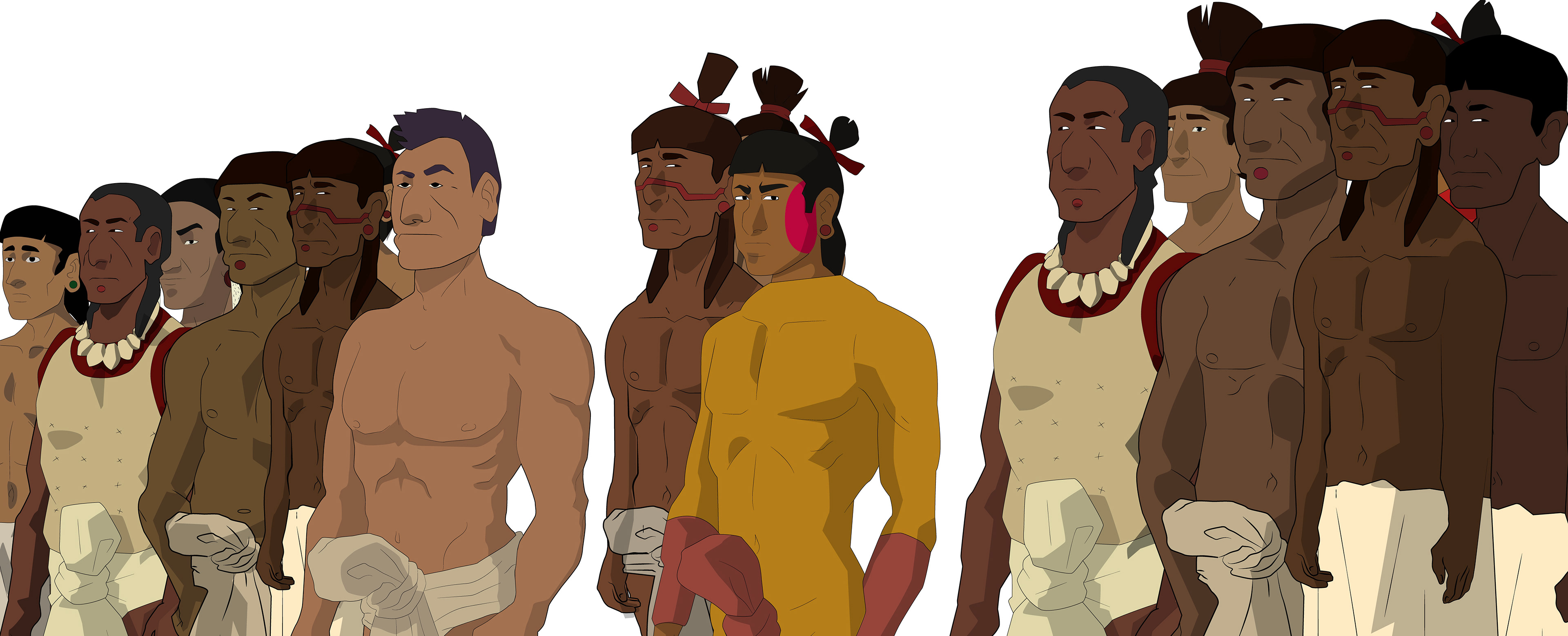 Background characters crowd for Ocelotl Company