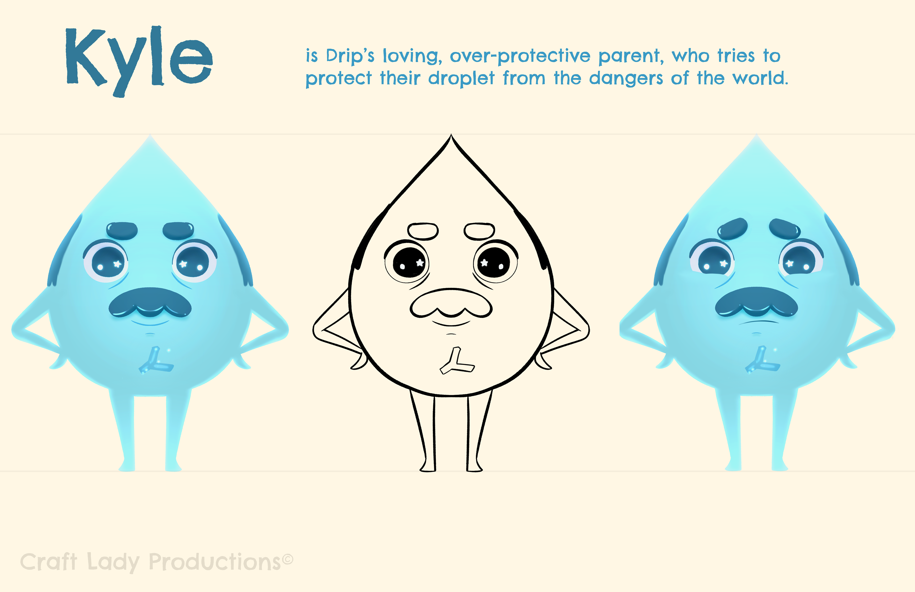 Final character sheet of dad character "Kyle" for Craft Lady Productions.