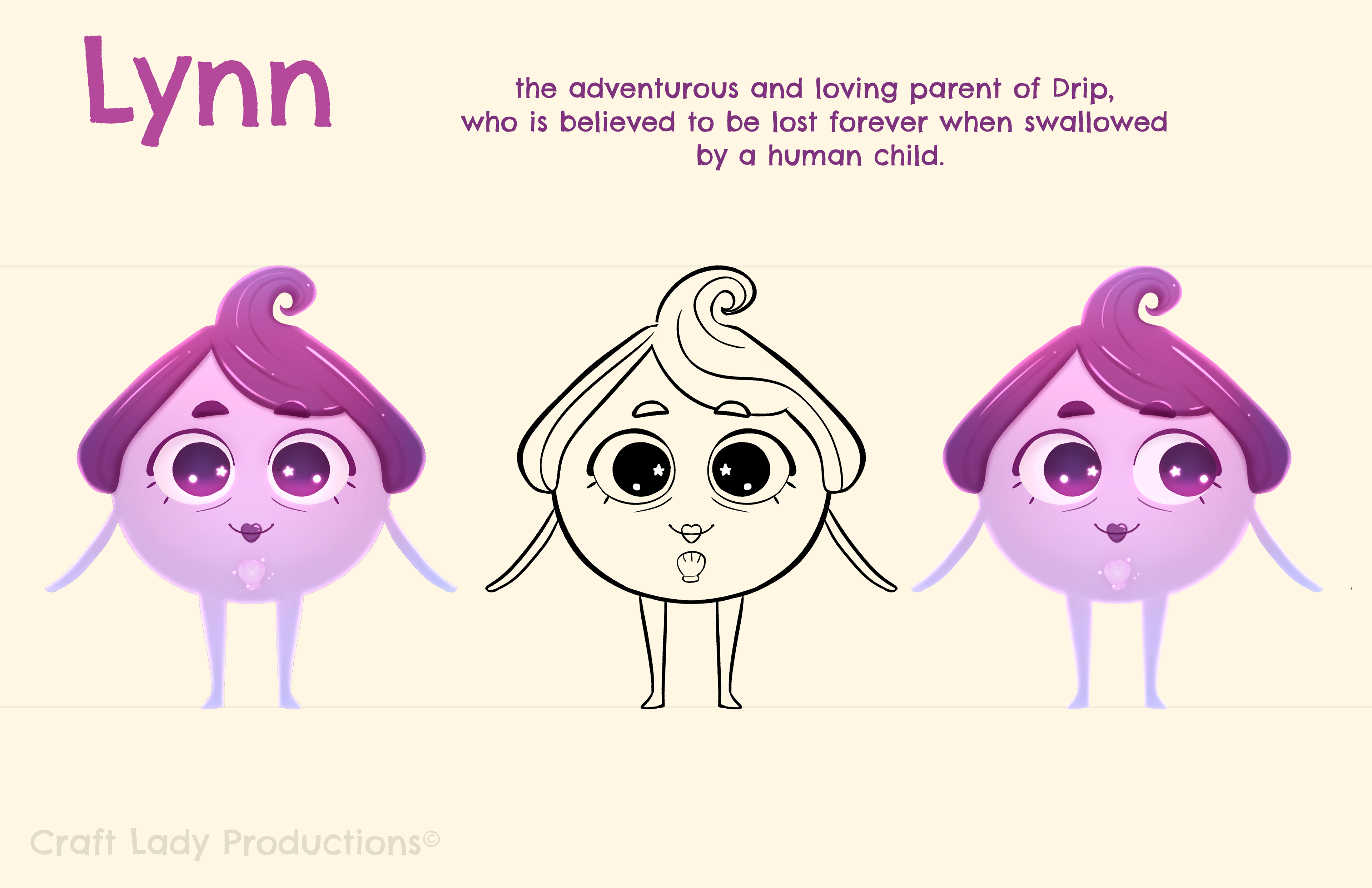 Final character sheet of mom character "Lynn" for Craft Lady Productions.