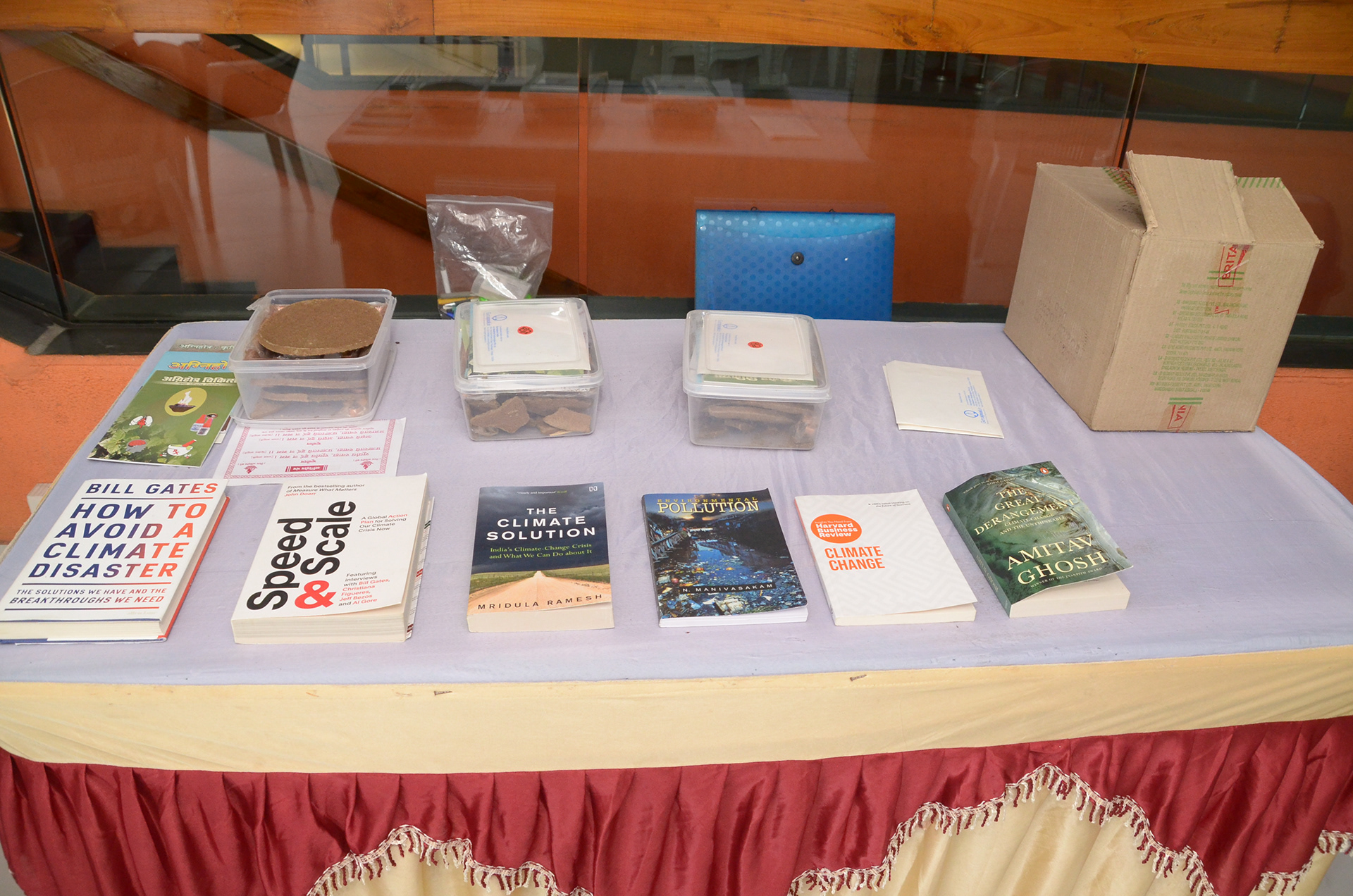 Books on Climate Change on Display with Agnihotra Kit
