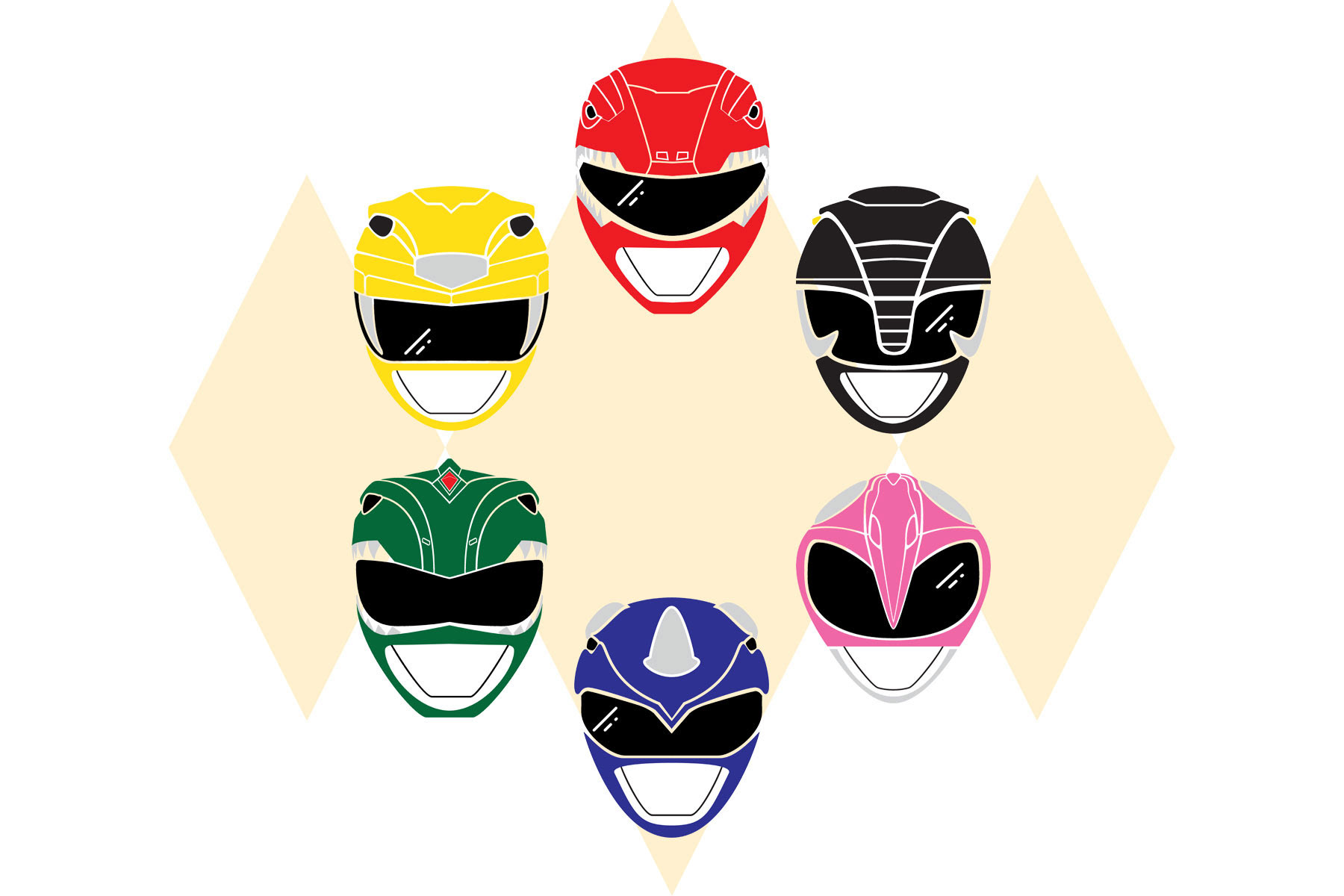 Mighty Morphin' Power Rangers helmet icons by Crista Leonard.