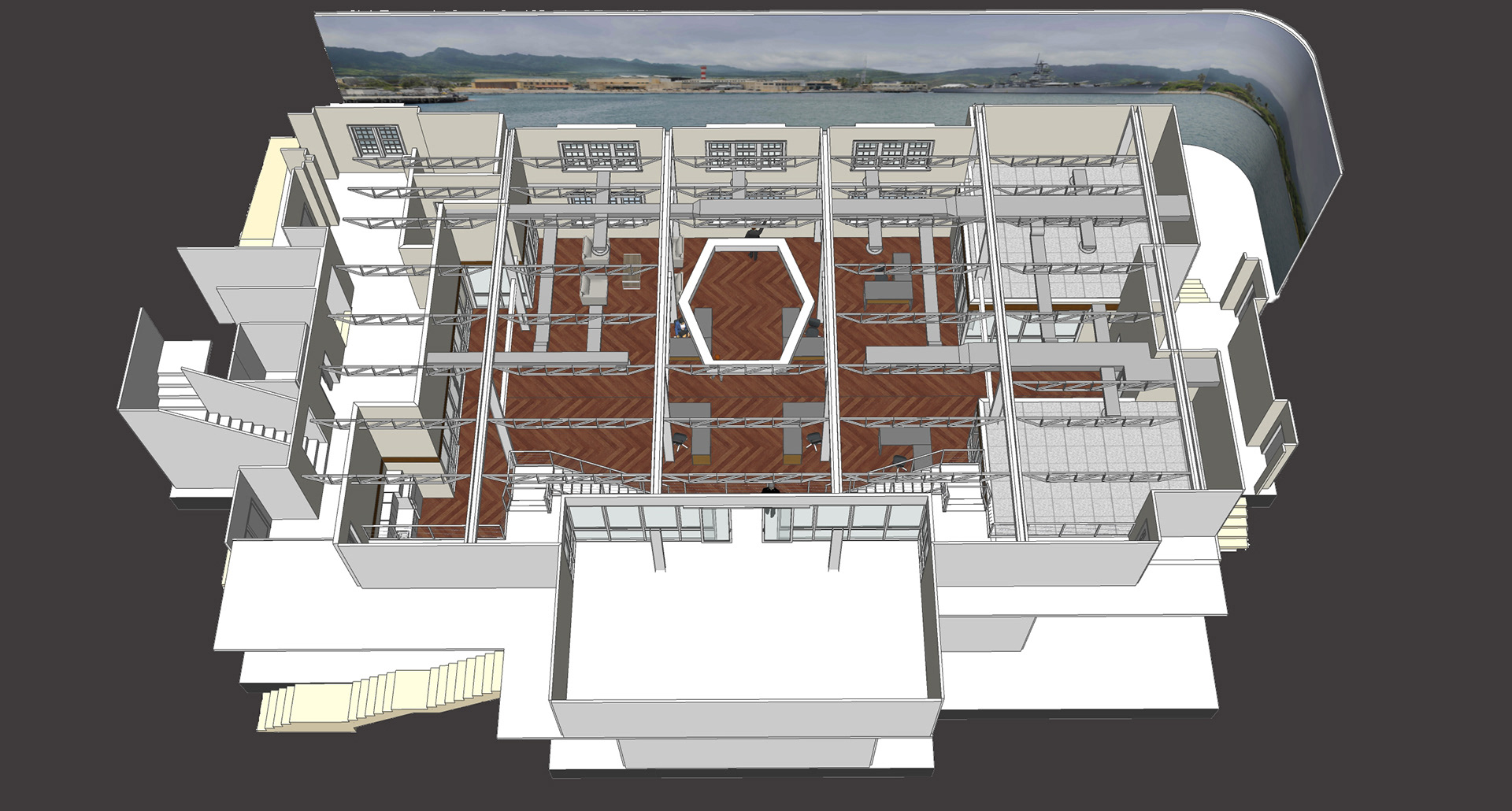 NCIS Hawaii Head Quarters Set Overhead View Model