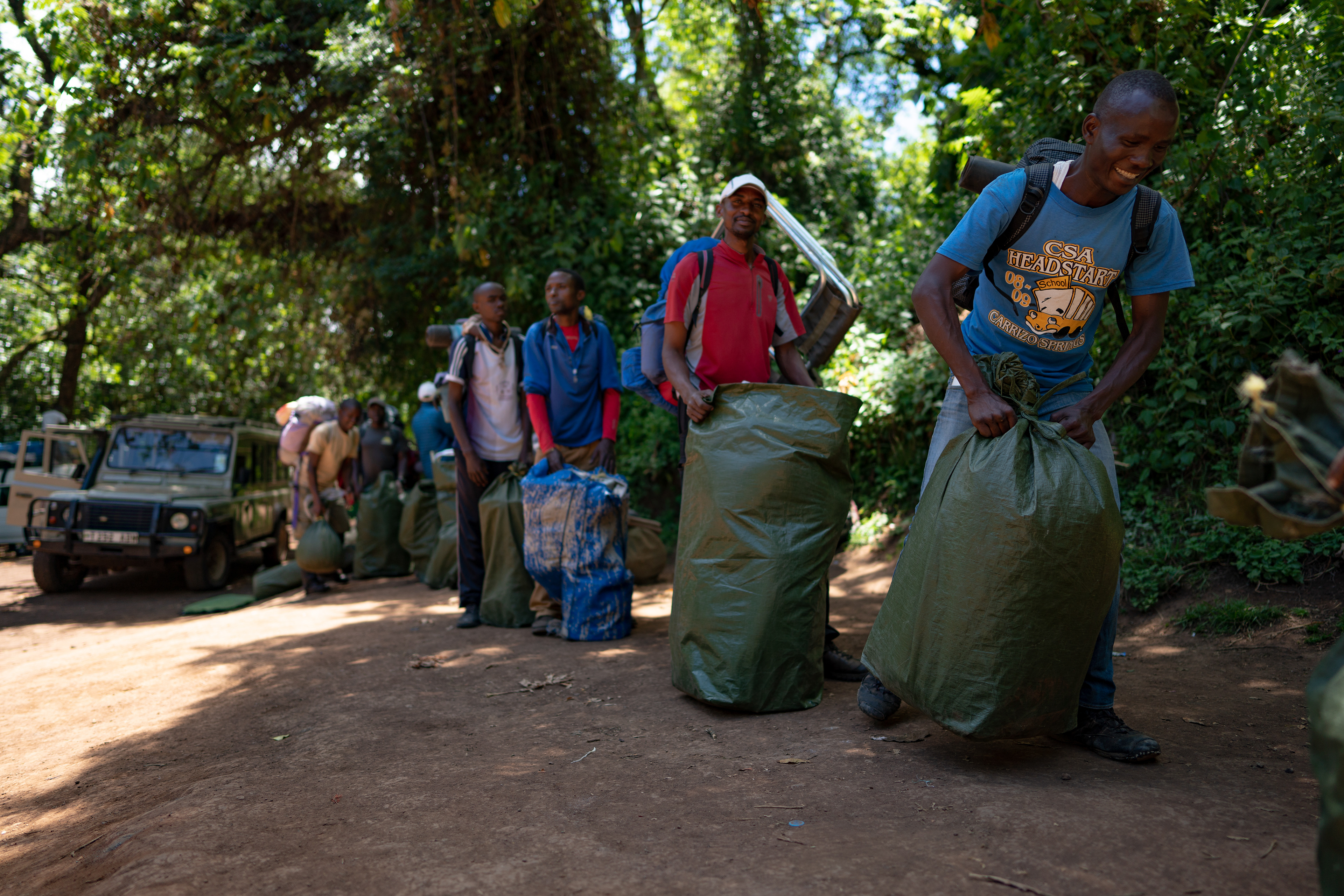 Porters weighing their packs
