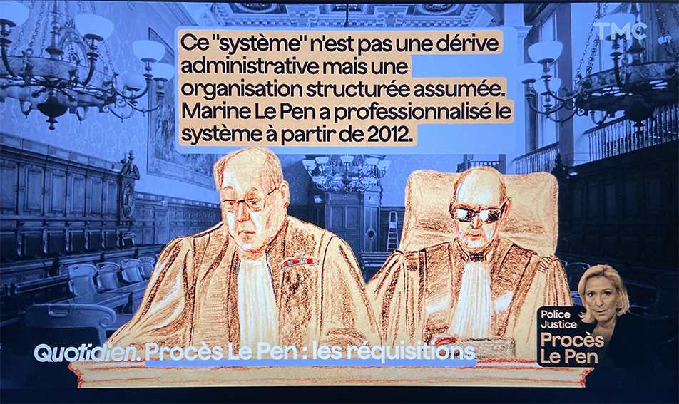 Diffusion Quotidien/chaîne TMC - 3 février 2026 - Procès Le Pen / assistants parlementaires du RN - Réquisitions des avocats généraux