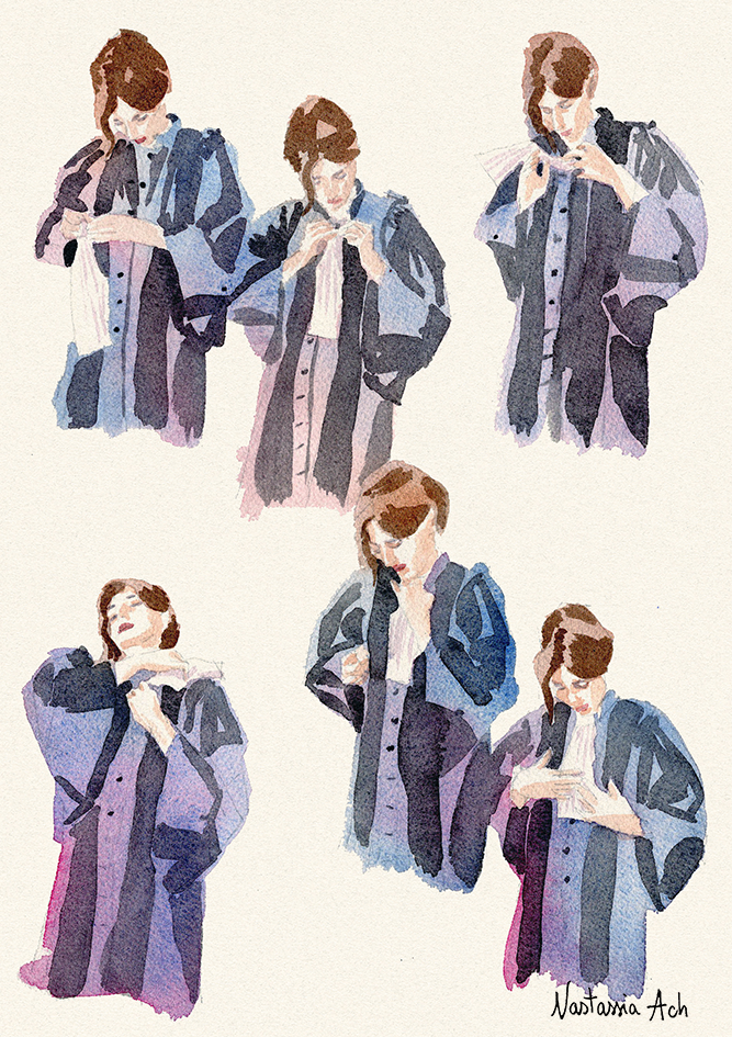 Magistrate, étude de mouvement – aquarelle sur papier coton © Nastassia Ach