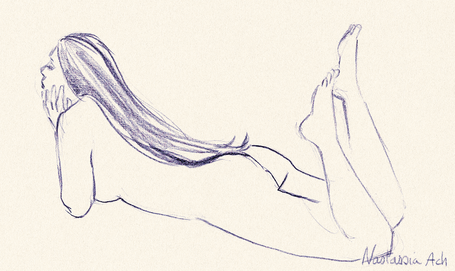 2 décembre 2025 - Joe Allen (Paris) - Maëlle (modèle) - atelier de modèle vivant « Un rendez-vous dessin » - croquis sur le vif © Nastassia Ach